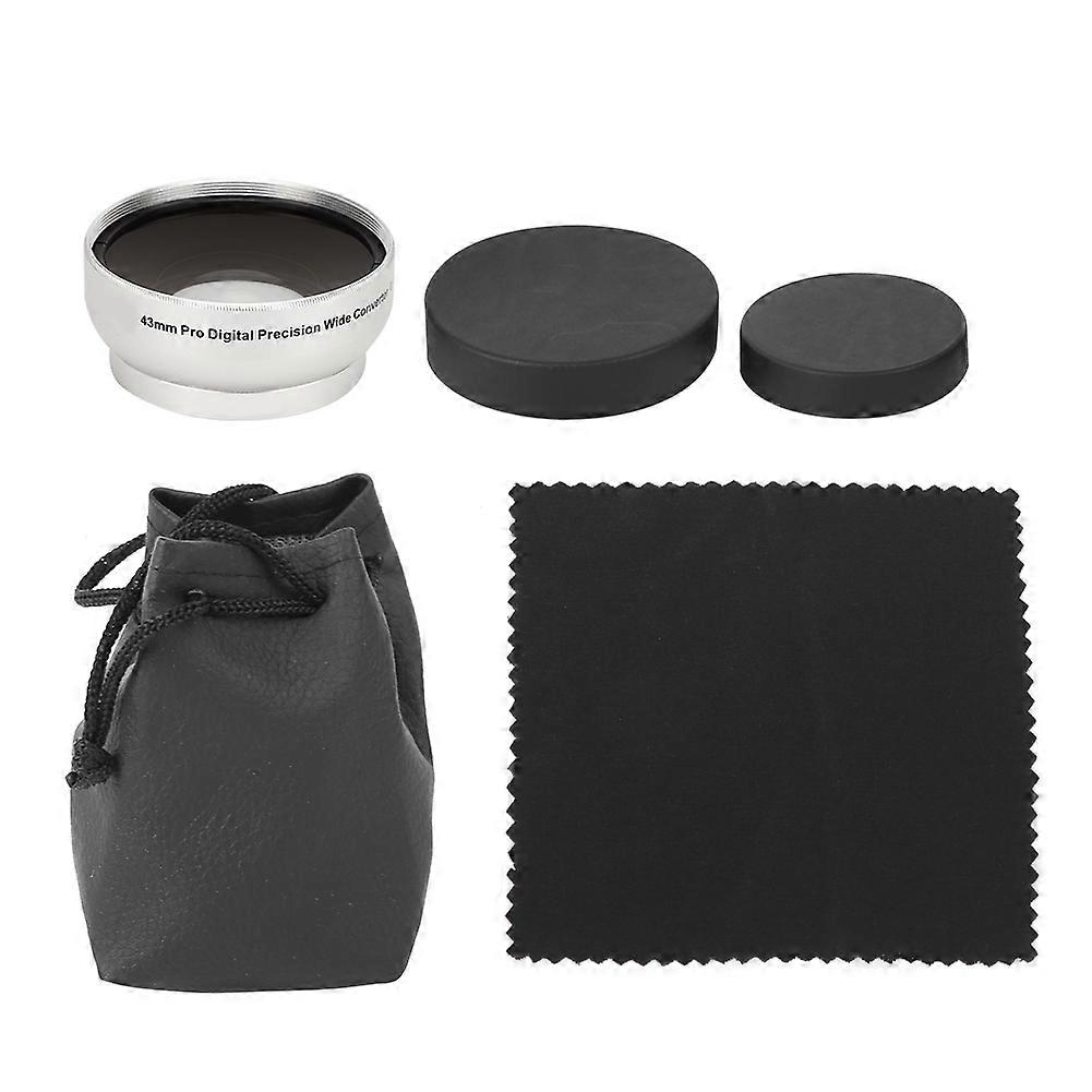 0.45X Optical Glass Silver Camera Wide Angle Magnification Additional Lens for 43mm Camera Lenses