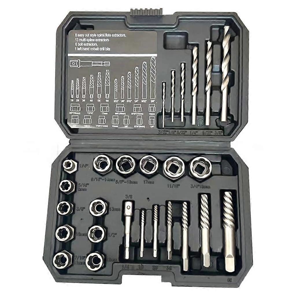 26piece screw extractor set for damaged screws, easy removal of stripped or broken screws and bolt screws