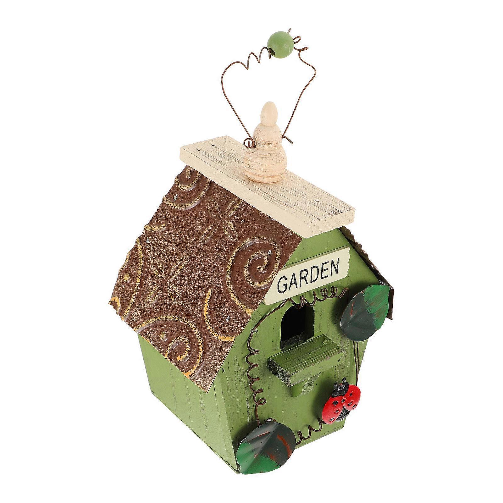 Cottage Style Bird Nest Creative Hanging Bird House Garden Decoration Green 22x15cm Shelter 1Pack