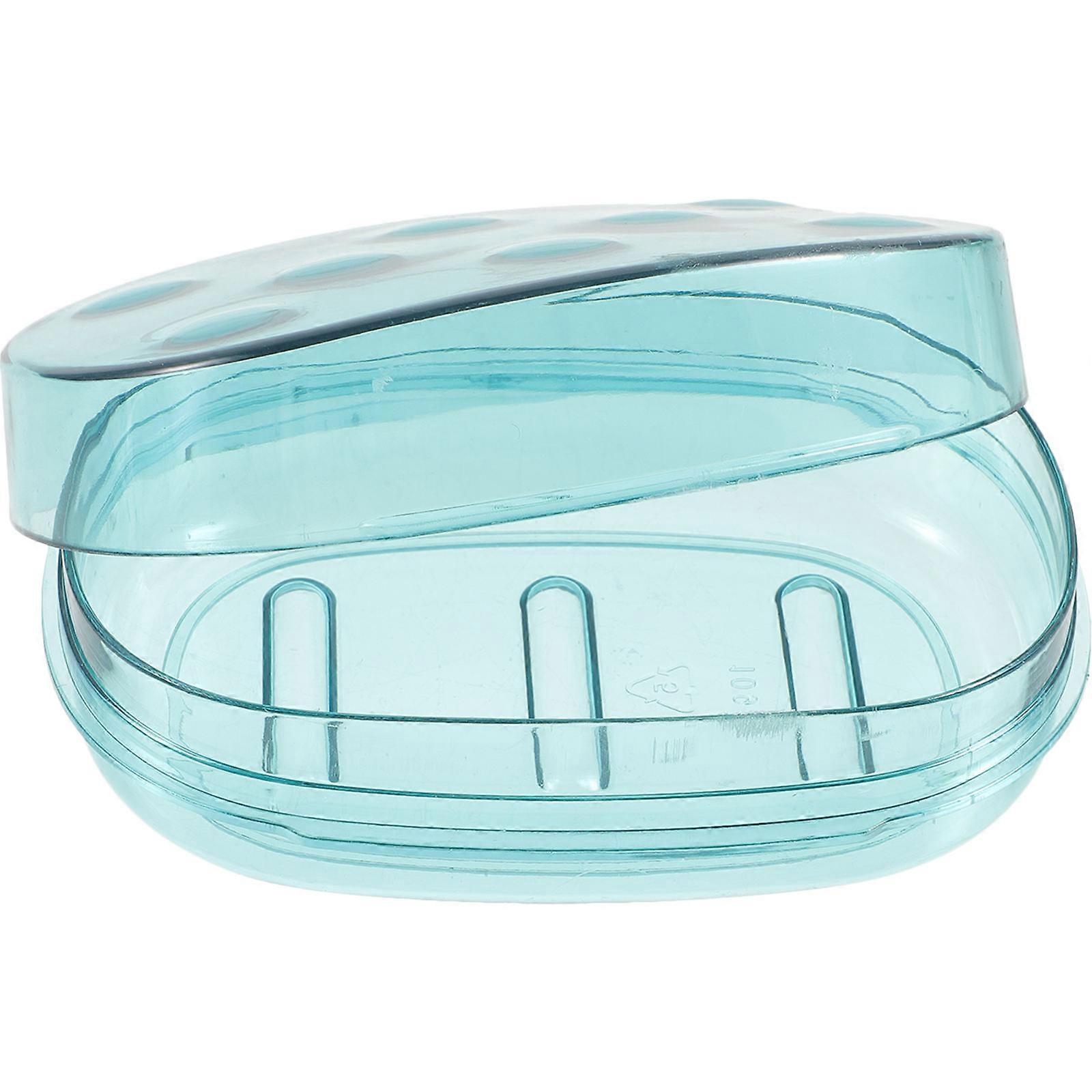 Japanese Style Soap Box for Storage Use Blue Plastic Double Layer Design Waterproof Container for Indoor Outdoor Bathrooms