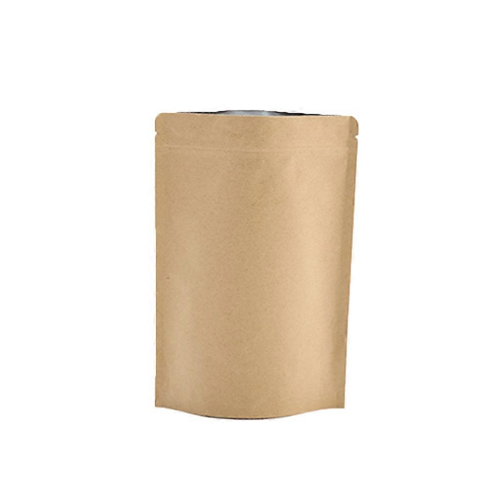 Brown Paper Self-supporting Bag Zippered Food Packaging Bags General Users Moisture-proof Degassing for Freshness 50Set