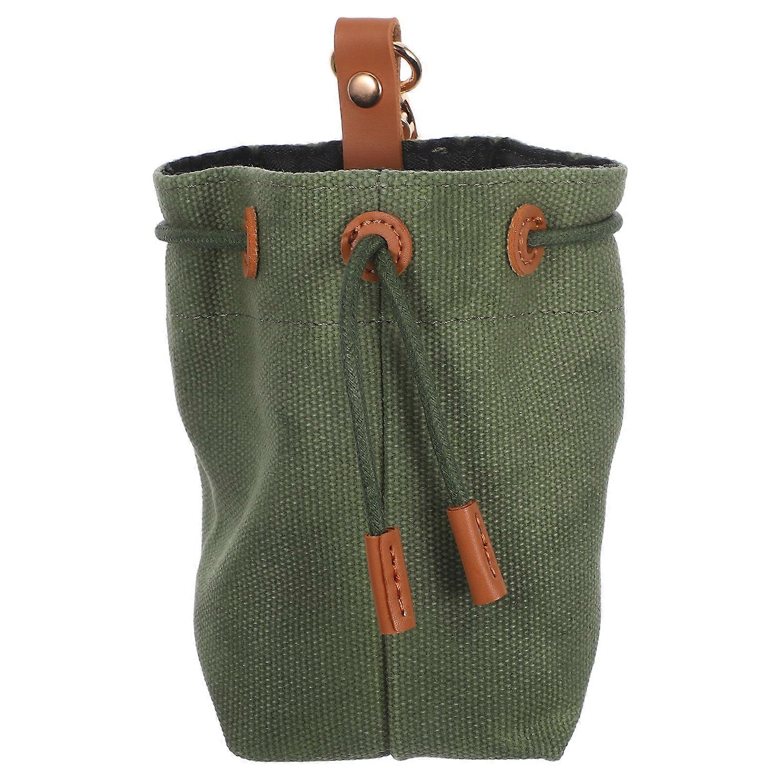 Canvas Dog Treat Bag Green for Outdoor Use with Moisture-Proof Coating and Easy Access