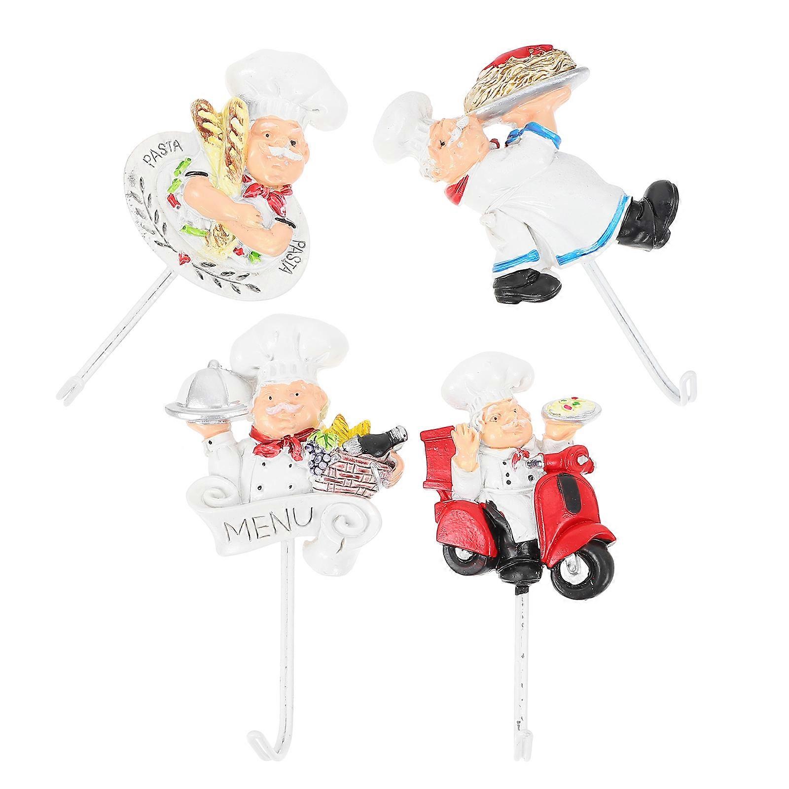 4Pcs Cartoon Resin Hanging Hooks Creative Hooks for Home Kitchen White