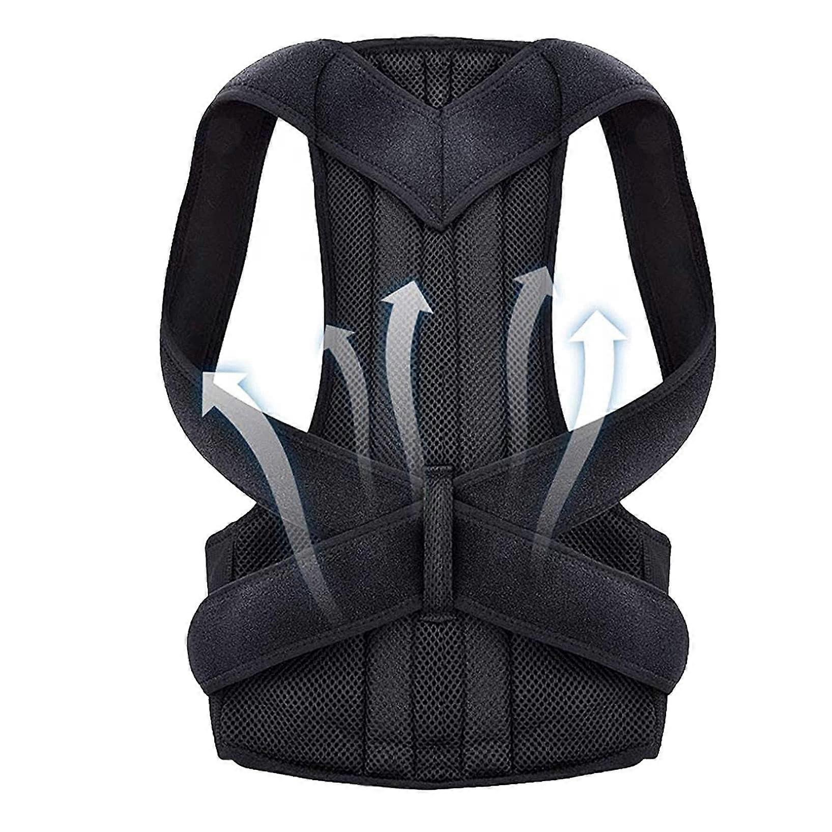 Plus Size Posture Correction Adjustable Belt for Back Support, Lumbar Support, Neck and Shoulder Alignment, Black