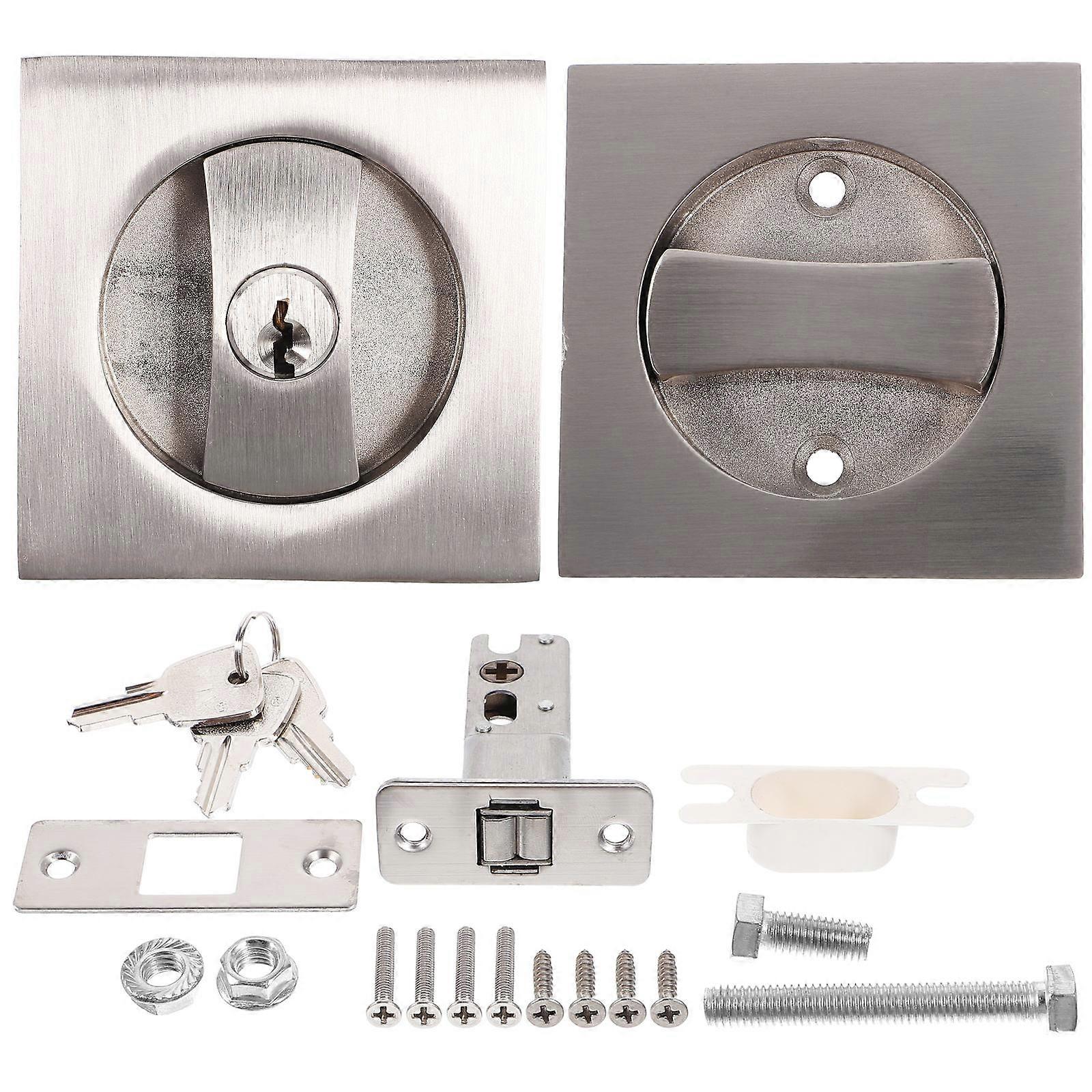 Durable Pocket Door Lock Privacy Latch Lock Key Locking Suitable For Bathrooms Offices Humidity Resistance 1 Set