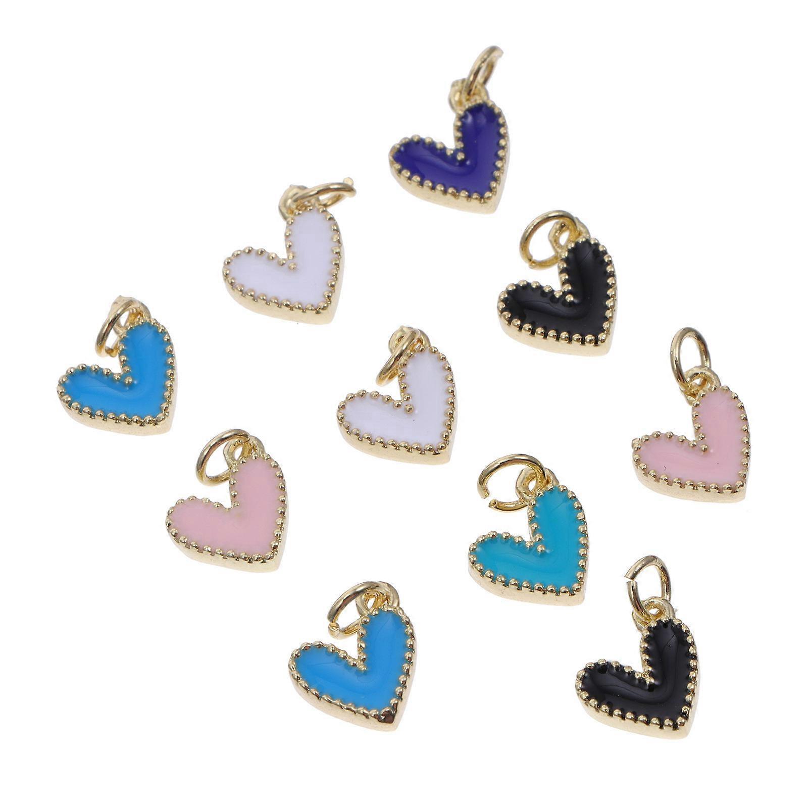 10pcs Heart Shaped DIY Pendants Charms for Jewelry Making Accessories Mixed Style