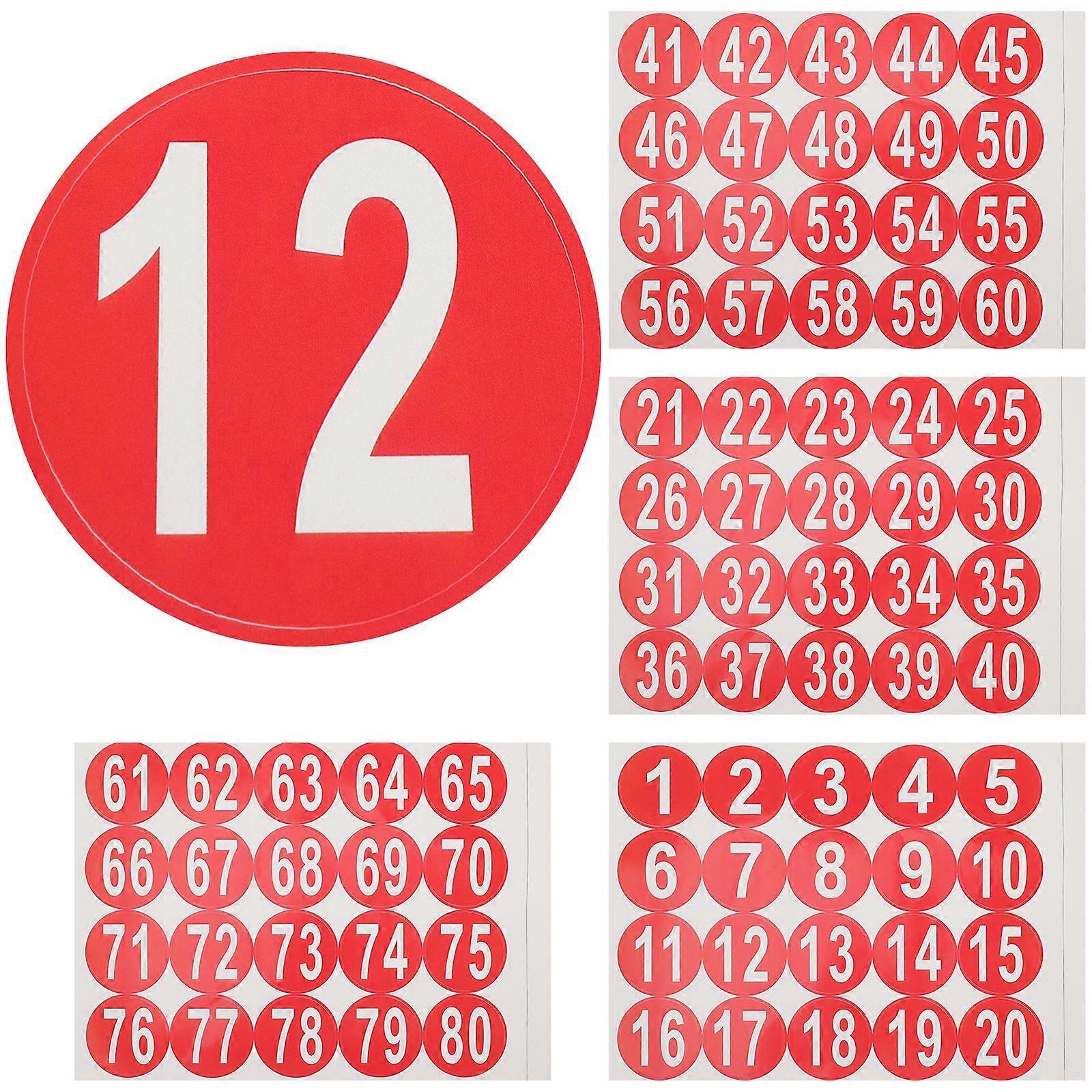 4 Sheets Numbered Sticker 1-80 Number Sticker Storage Classification Sticker