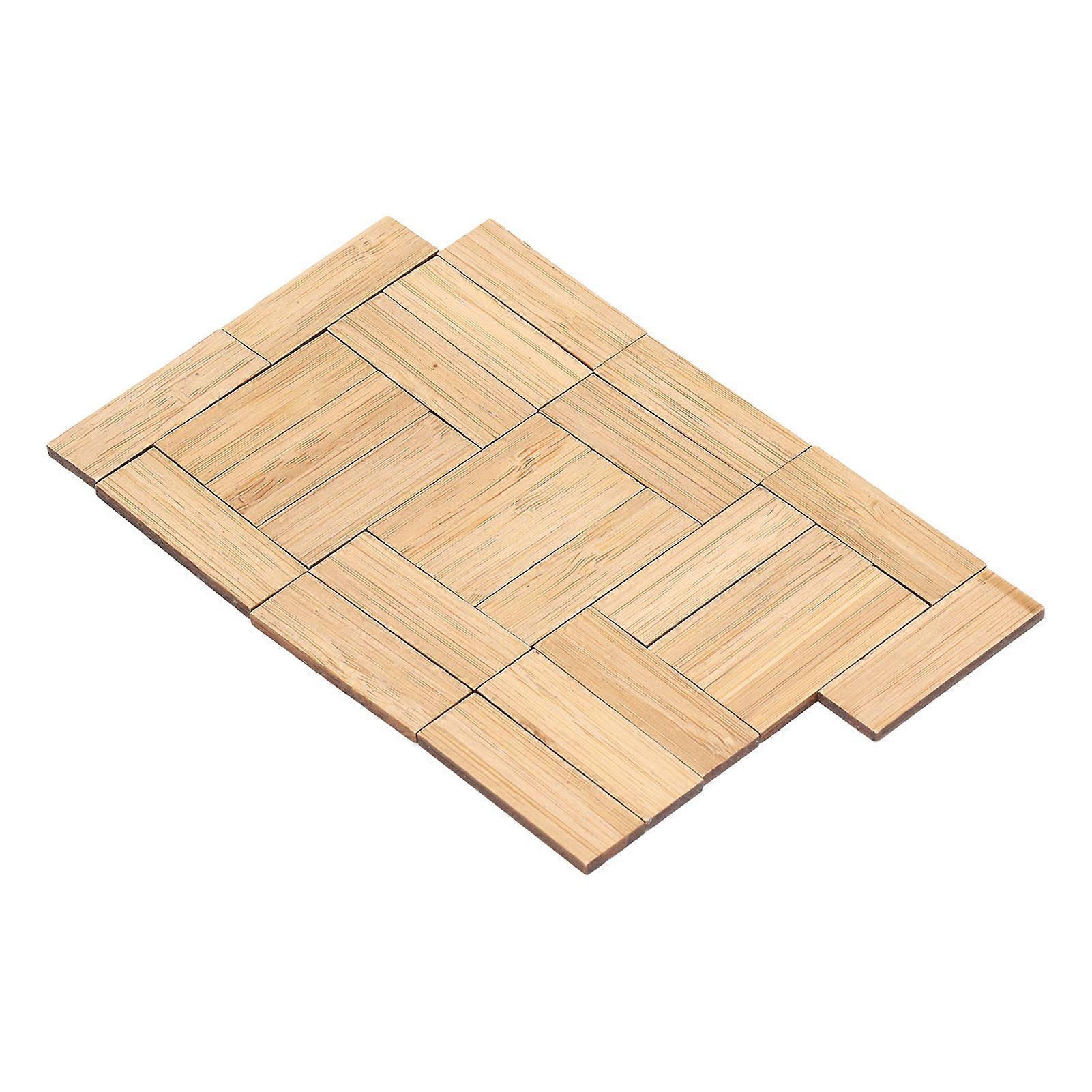 24pcs Dollhouse Floorboard Bamboo Rectangular Elegant Dollhouse Miniature Flooring Decoration Accessory