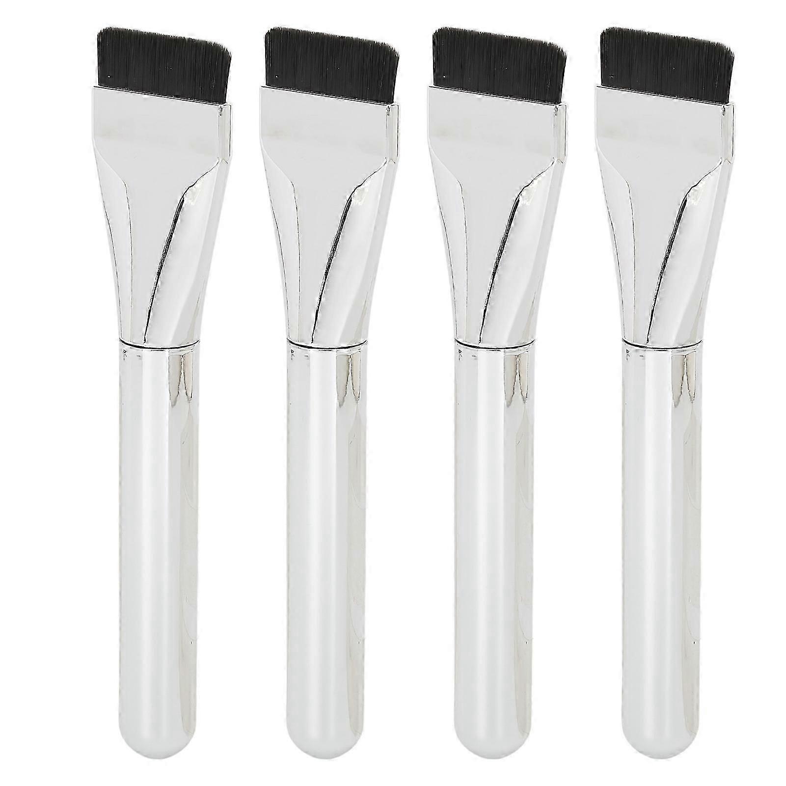 4pcs Flat Makeup Brushes Set for Liquid Foundation & Mud Mask Application