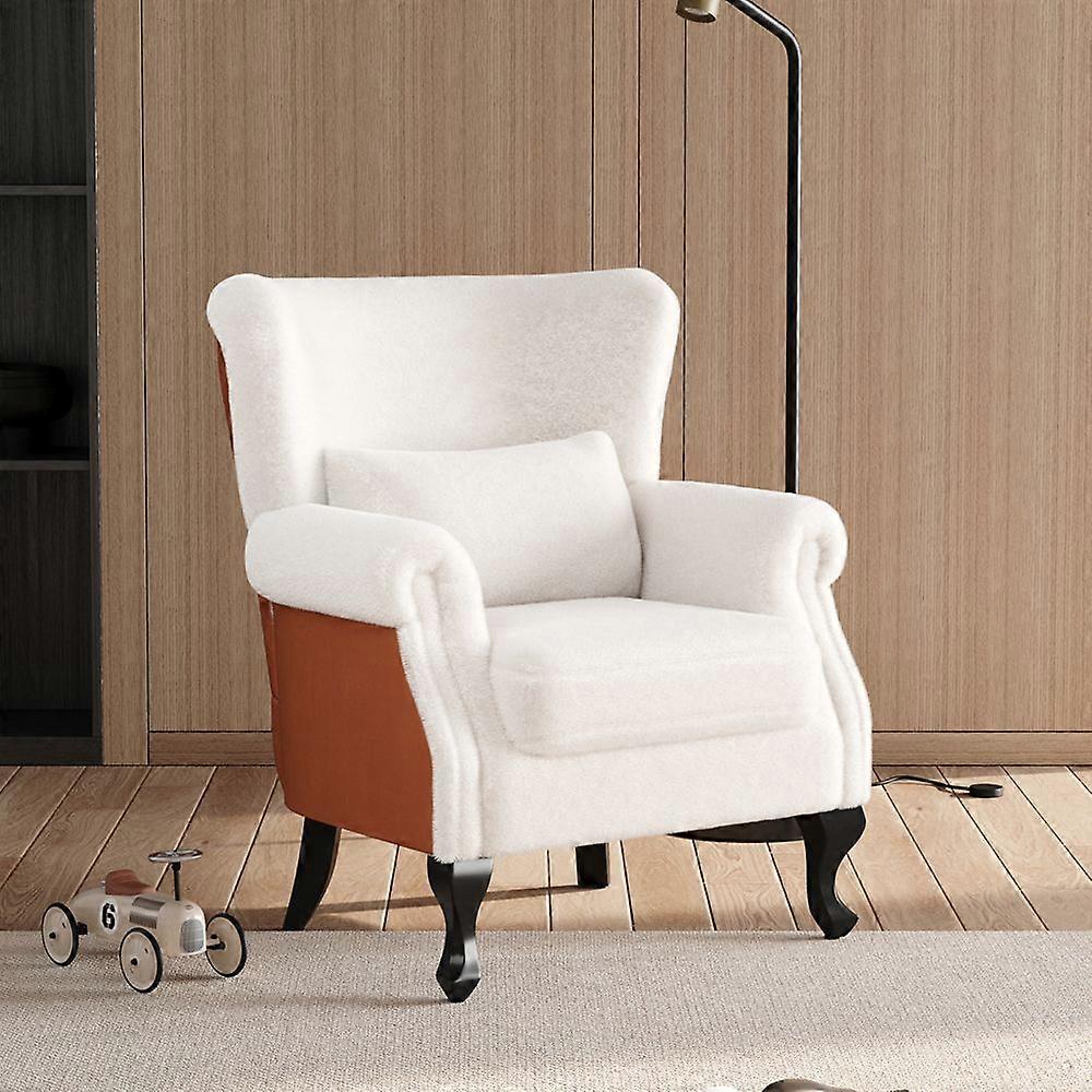 White Upholstered Armchair Coney Suede Single Sofa