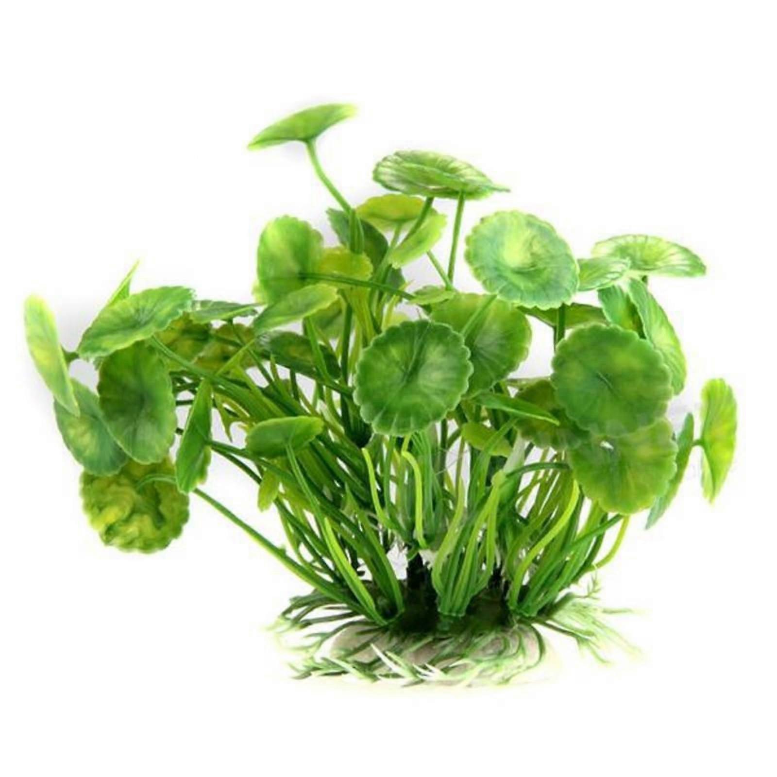 Aquarium Plants Decoration Pack of 2 - 14 cm Green Plastic Artificial Water Plants for Small Aquariums