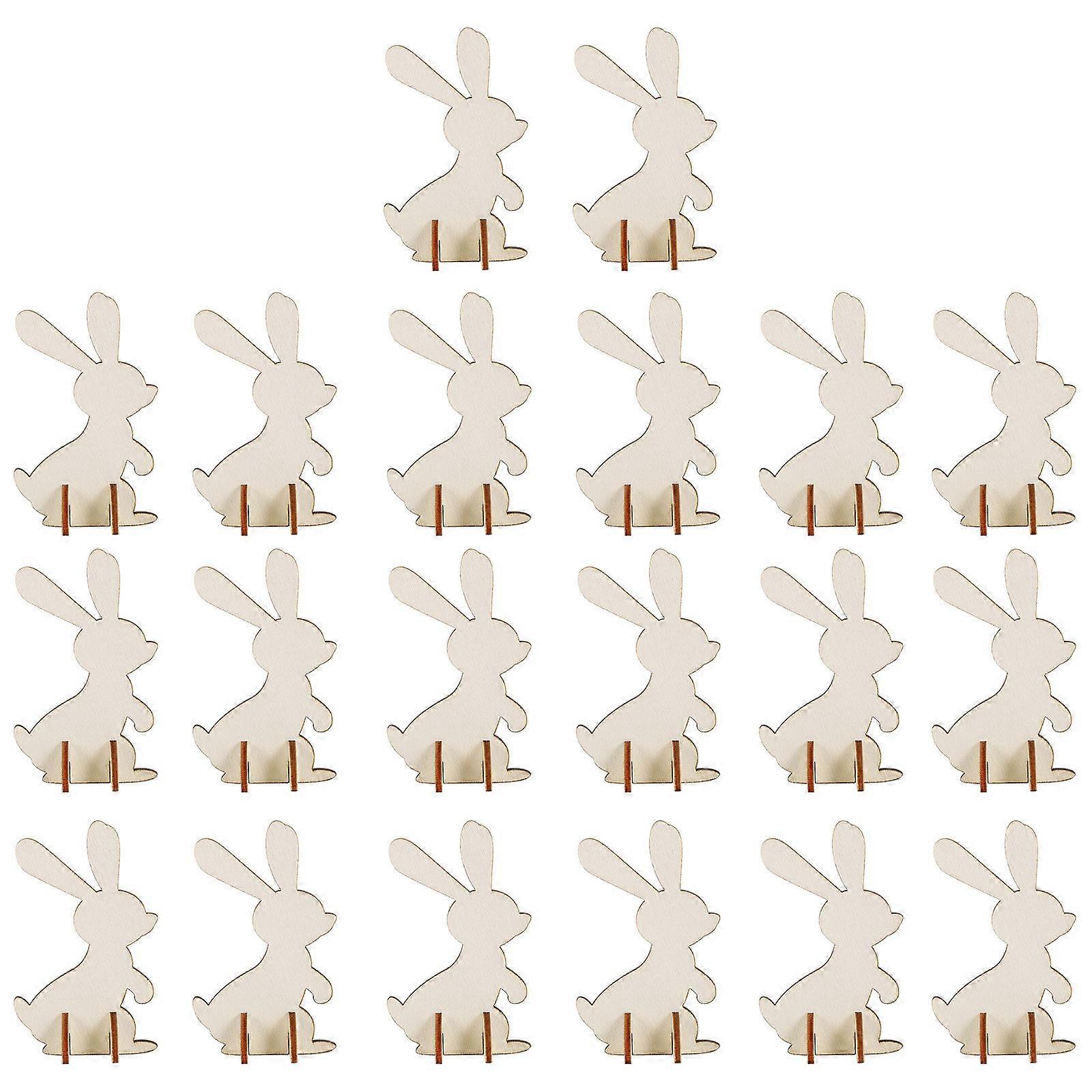 Wooden Easter Bunny DIY Decoration Kit – 20pcs Hand Painted Craft Set for Easy Assembly, Party & Holiday Decorations to Inspire Creativity &