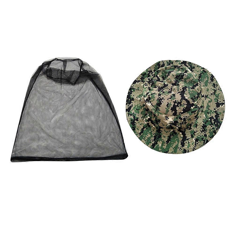 Camouflage Adjustable Fishing & Beekeeping Hat with Neck Protection, Lightweight Sunshade with Bug Netting for Outdoor Activities