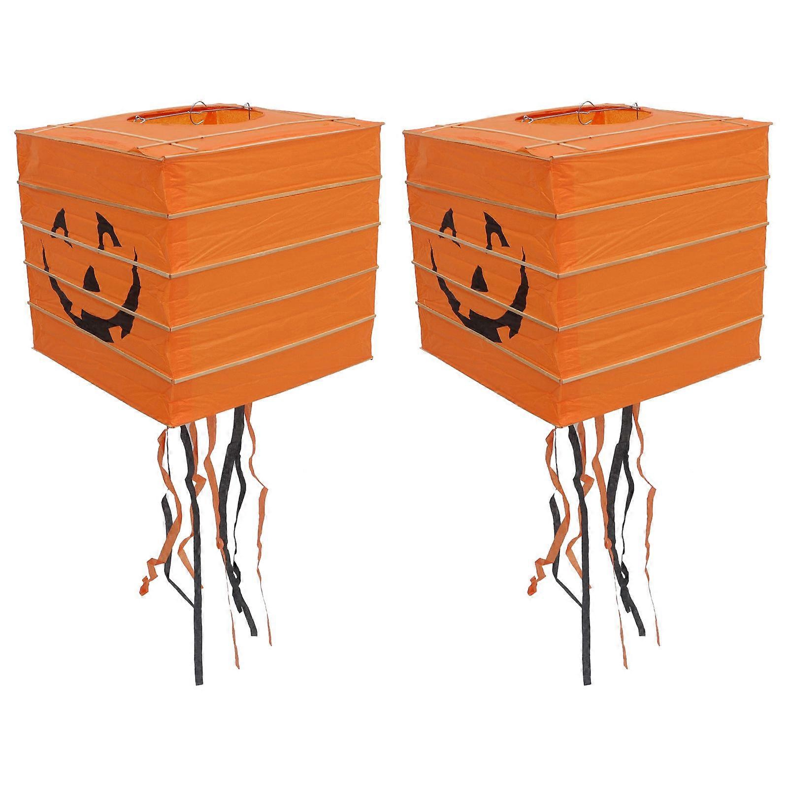 Fall Lanterns 2Pcs Spooky Indoor Halloween Decorations Orange Hanging Decoration 30X30CM Unique Home Decor