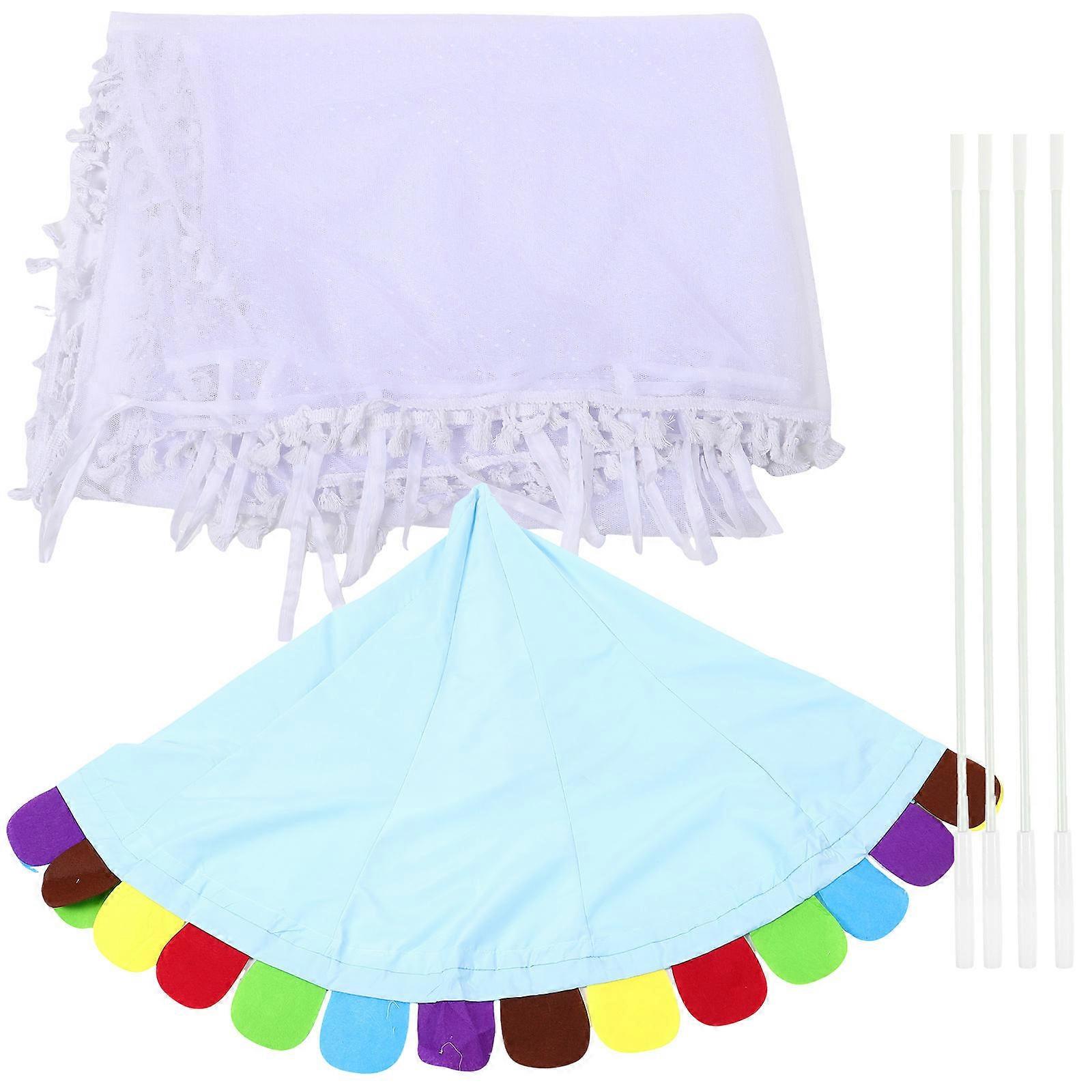 Half Round Dome Bed Canopy Net Curtain Soft Wear Resistant for Indoor Reading Corner Sleep Safety Play Space Blue Sheer Netting