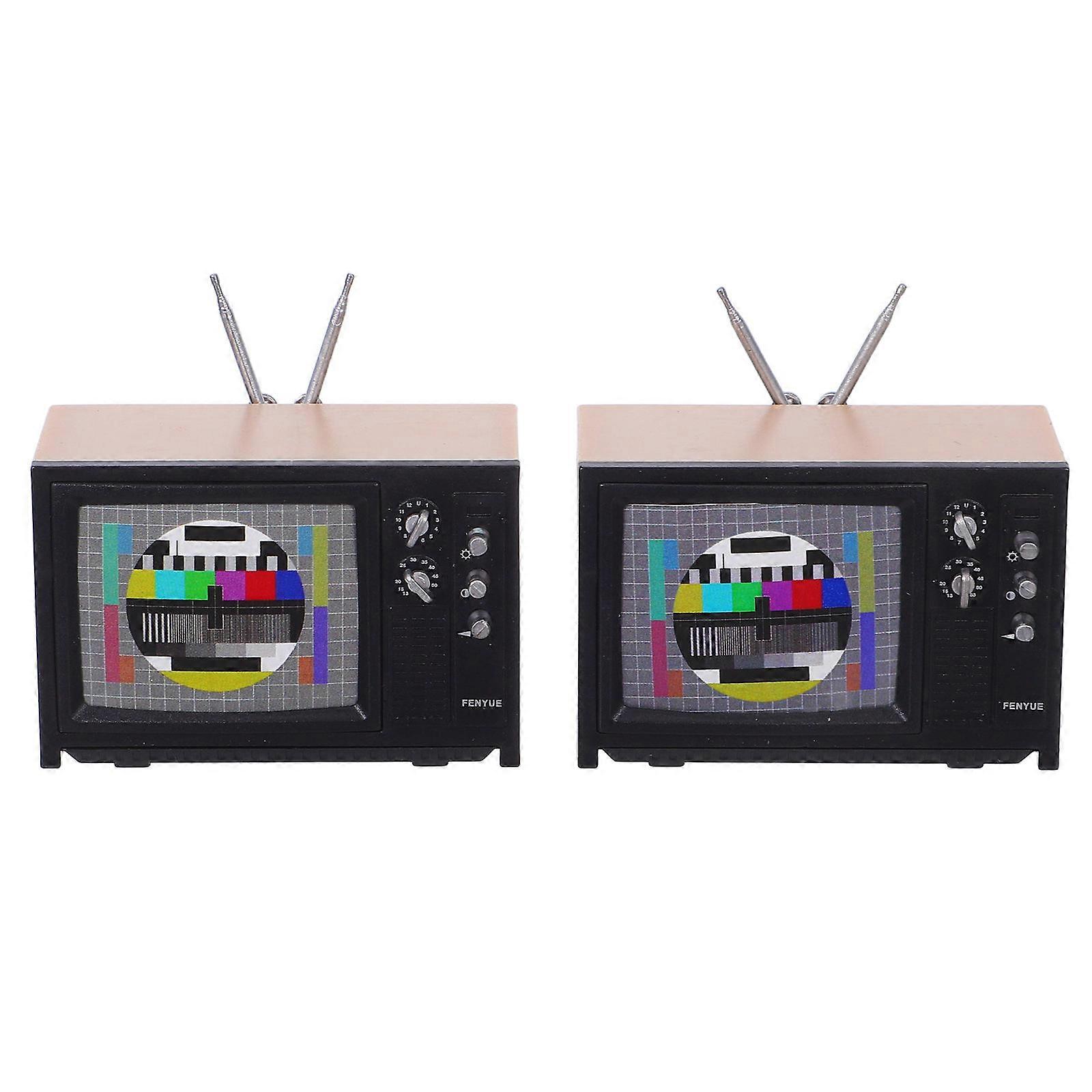 Miniature Fake Television Model with Realistic Detailing for DIY Dollhouse Scenes and Home Decor