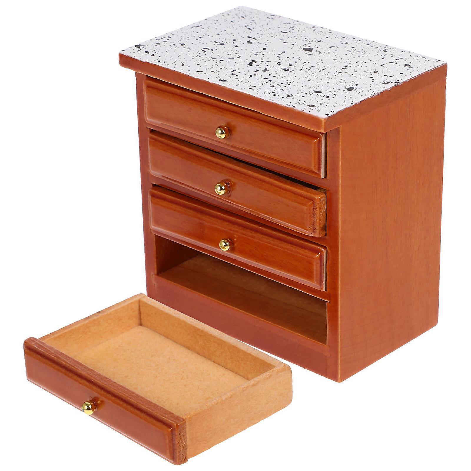 Light Brown Miniature Vintage Side Table for Doll House Made of Durable Wood 1 Piece