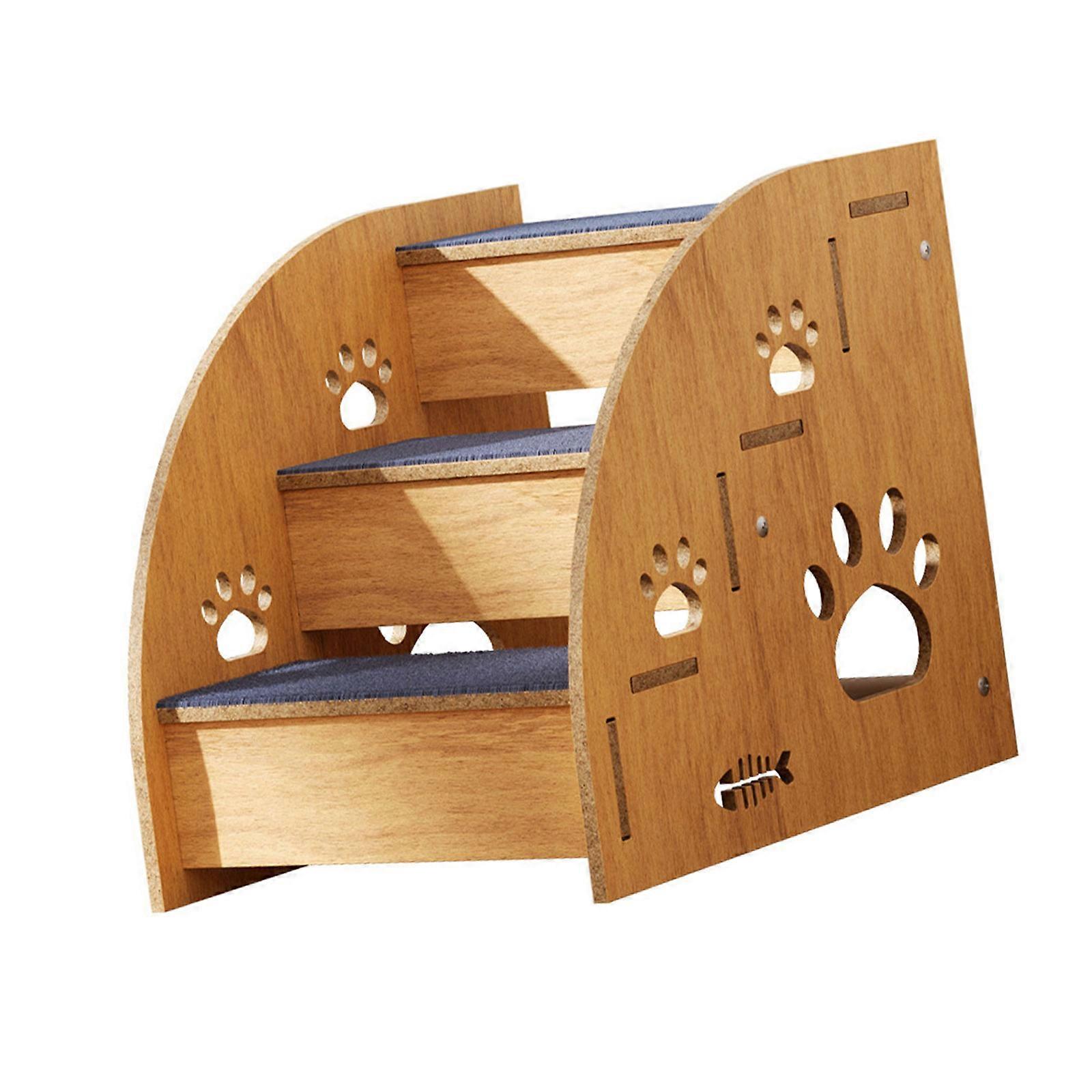 Convenient Wood Pet Stairs Steps For Small Dog And Cats Mobility Challenged Pet with Nonslip Surfaces For Secure Safe Multicolor
