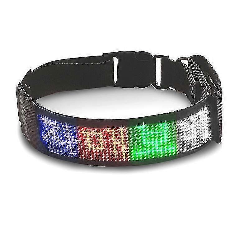 LED display pet collar anti-loss message able collar lead rope dog light emitting LED collar