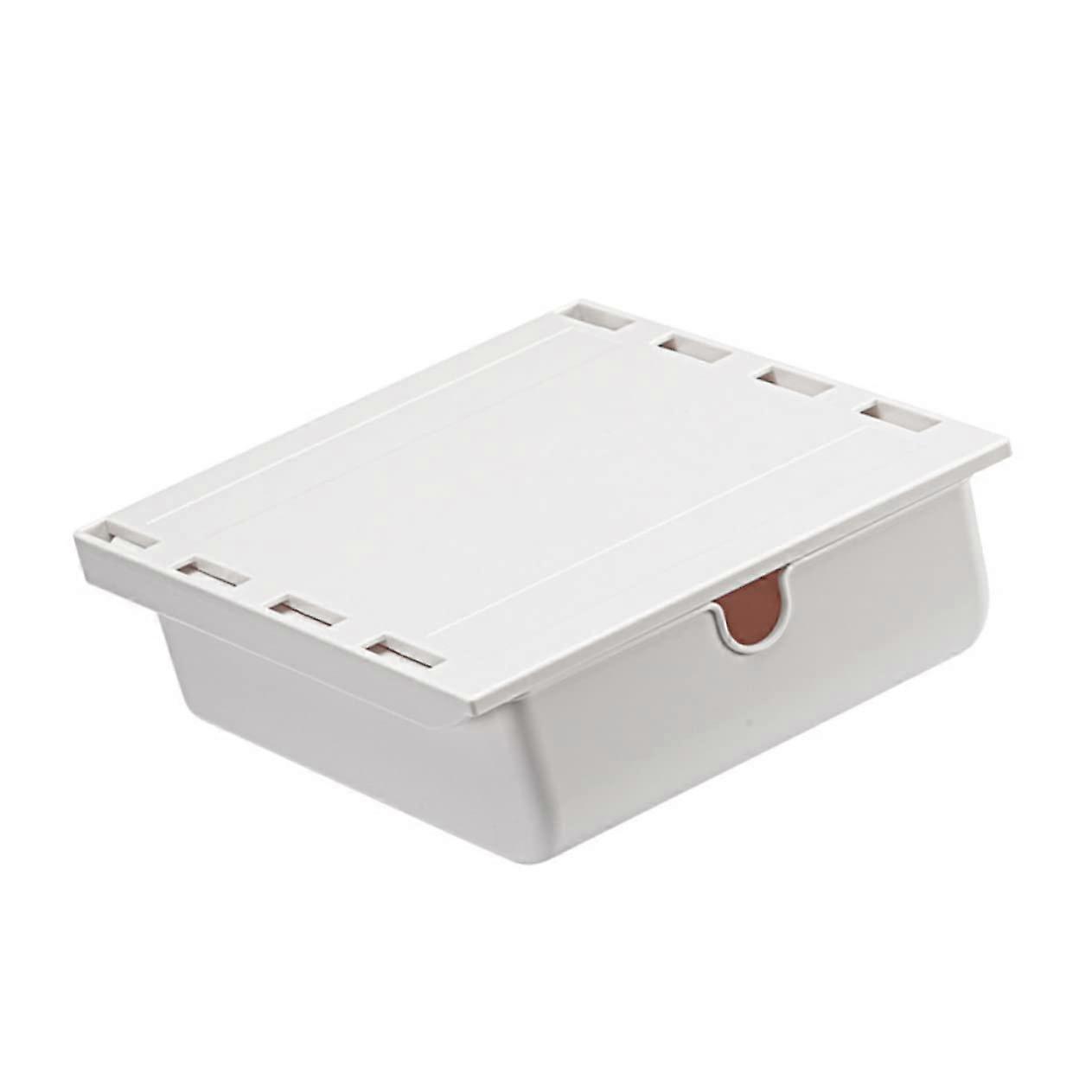 Storage Box for Desk, Under-Desk Organiser for Office Supplies, White Space-Saving Cable Management, Small Size