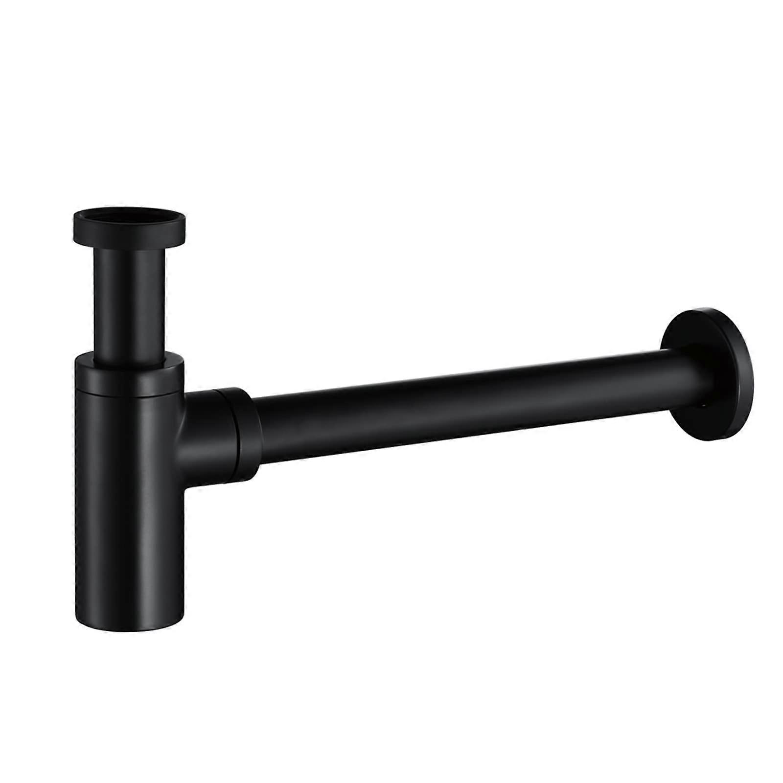 Brass P Trap, Round Bottle, 11/4 Inch Slip Inlet Drain, Height Adjustable Sink, Drain Pipe, PTrap Kit, Siphon Odour Trap Kit, Black