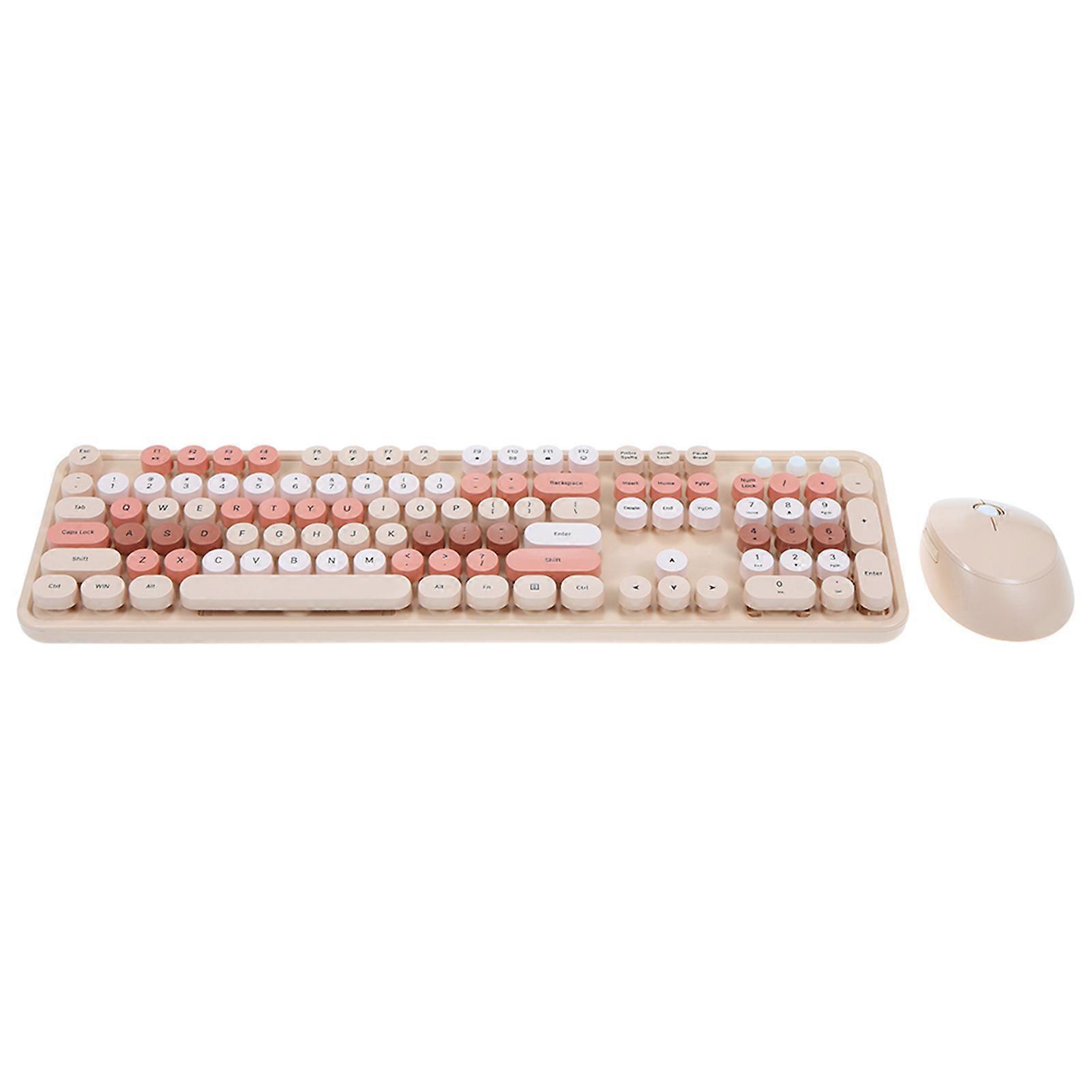 Mofii Sweet 2.4G Wireless Keyboard Mouse Combo Retro Typewriter Style Light Brown Set
