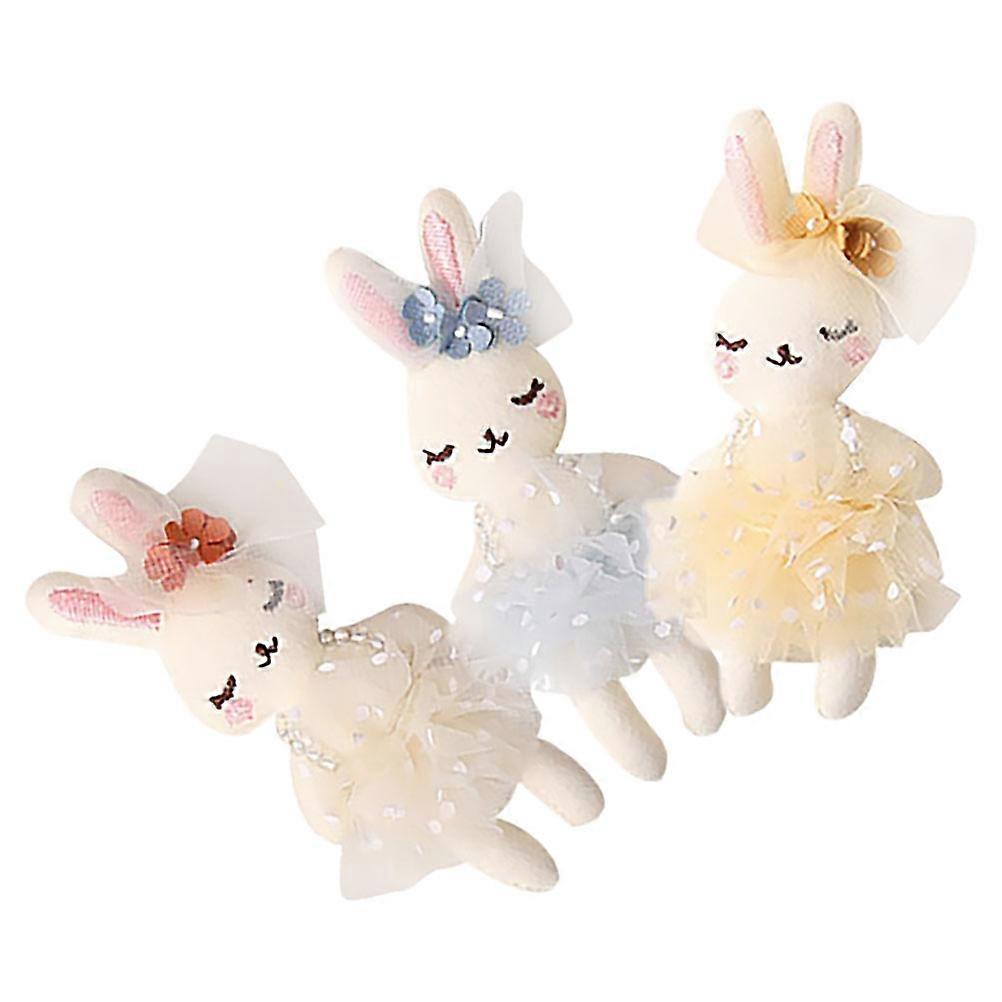 3pcs Soft Rabbit Plush Dolls for Crafting, Gifting – Cute Stuffed Animals with DIY Headdress & Clothes Decoration