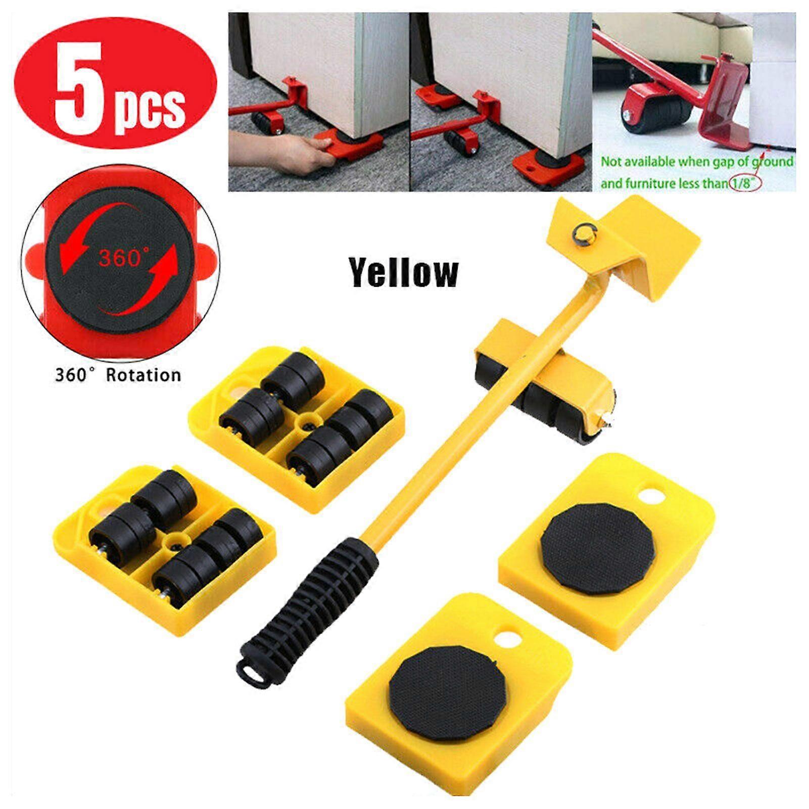 5PCS Heavy Type Furniture Moving System Lifter Tool 4 Slide Pad Wheel Easy Move