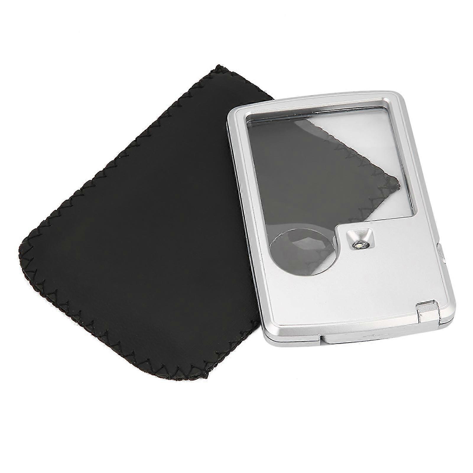 Pocket Magnifier Credit Card Magnifier with LED Light Slip-in Magnifier 3X 6X Lens with Leather Case c
