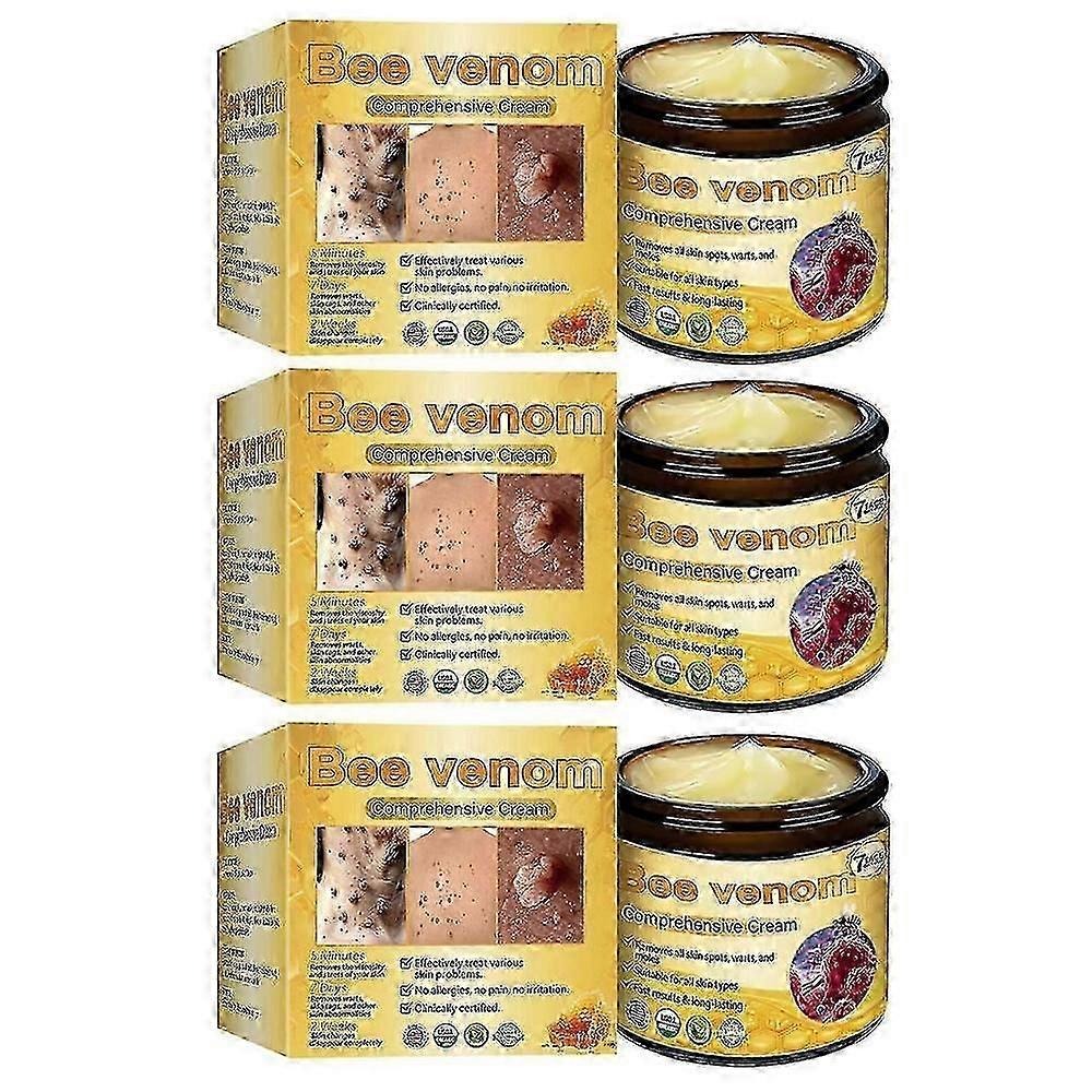 1-3x Bee Venom Comprehensive Cream、すべての肌タイプに対応するプロフェッショナルなオールインワンの抗いぼ蜂毒トリートメントクリーム