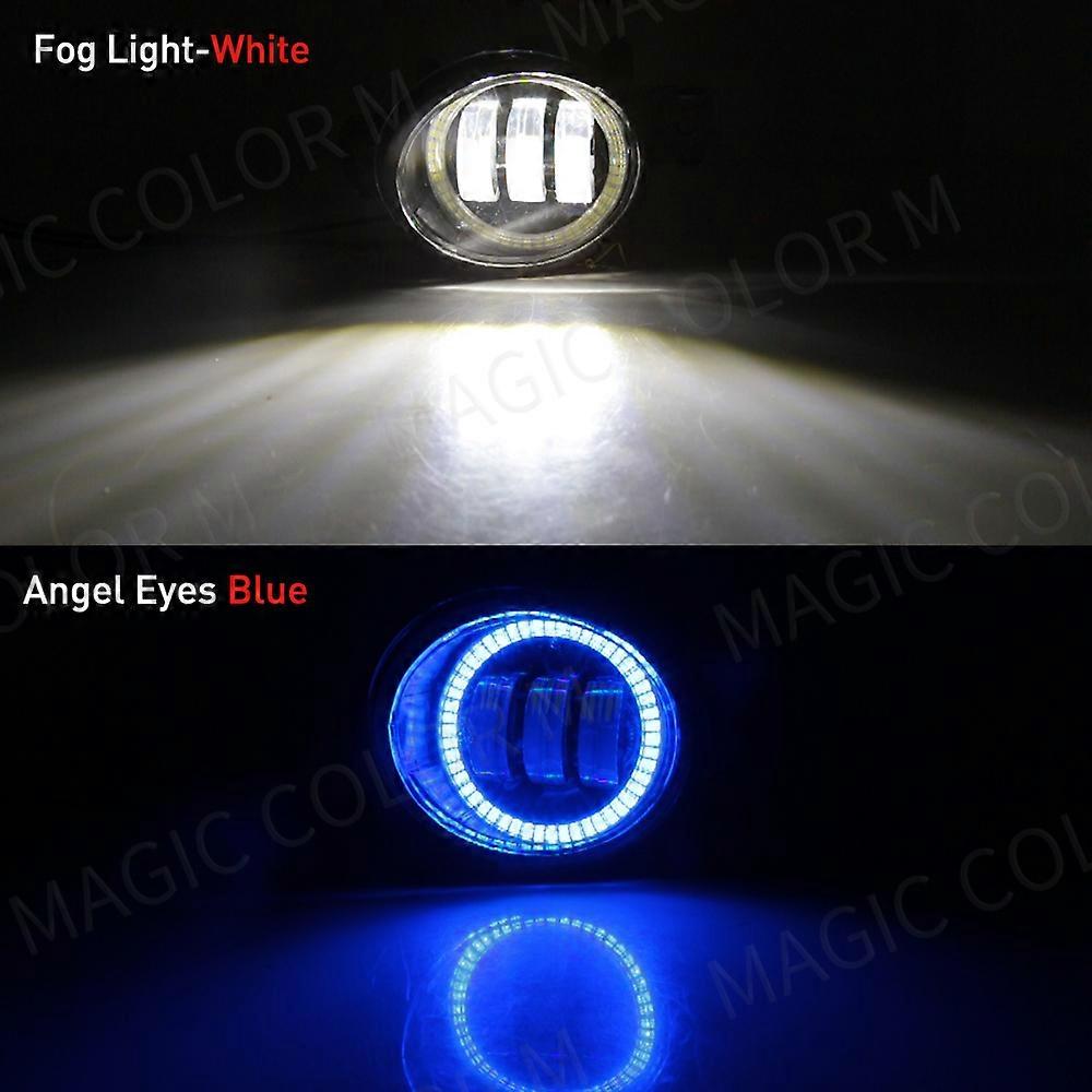 Applicable 2 X Angel Eye Fog Light Assembly For Nissan X-Trail Rogue T32 2014 2015 2016 Car LED Lens Fog Daytime Running Lamp DRL H11 12V