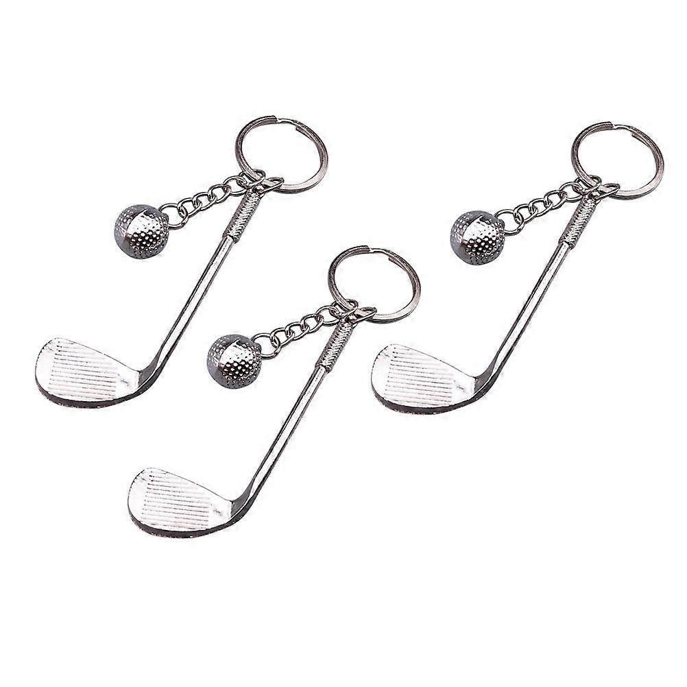 3 Pieces Metal Key Chains with Club and Ball Charms for Key Use Silver Color Well Made Durable 3 pcs