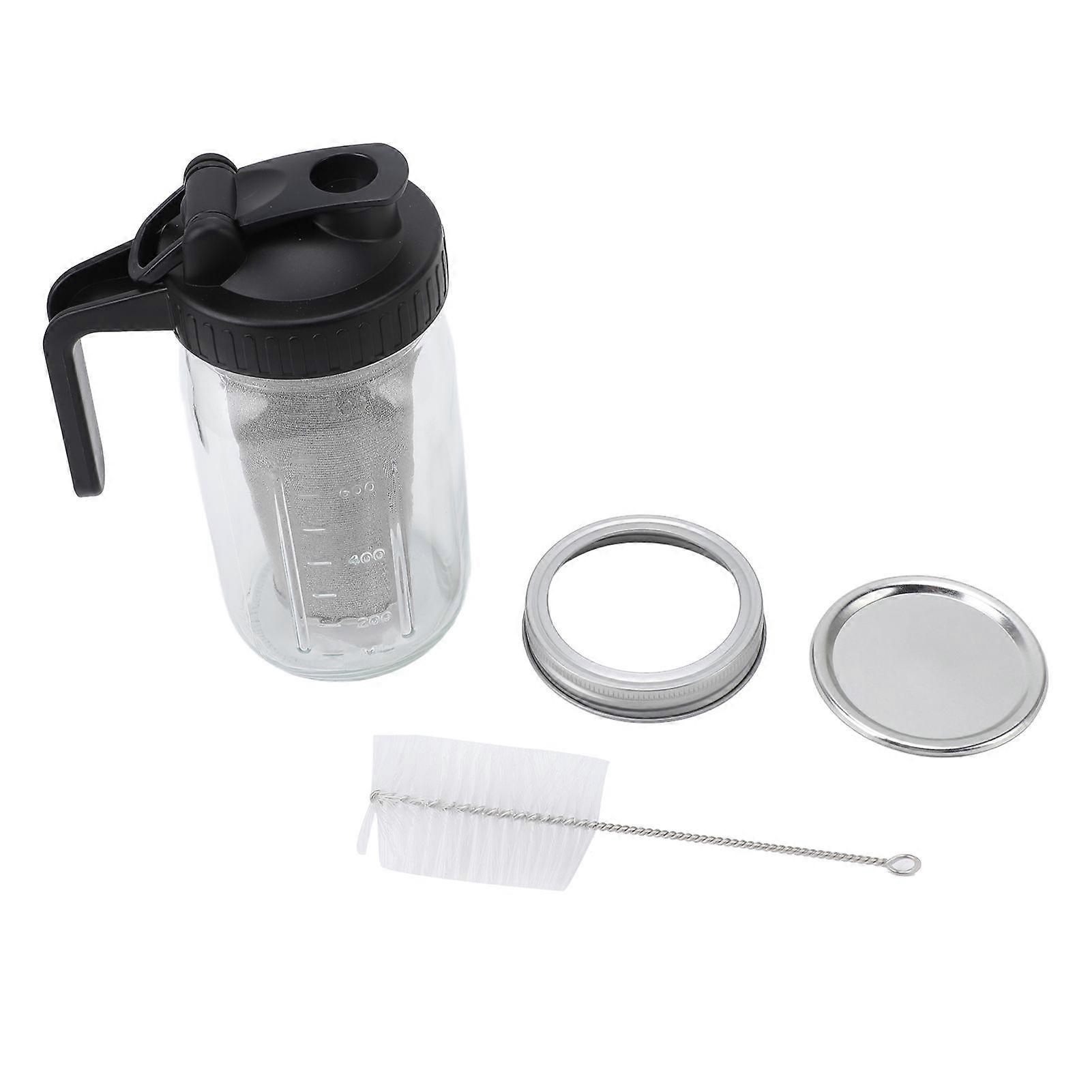 Cold Brew Coffee Maker Pitcher with Stainless Steel Filter Thick Glass Iced Coffee Maker Pitcher Jar with Spout Lid and Handle 1000ml