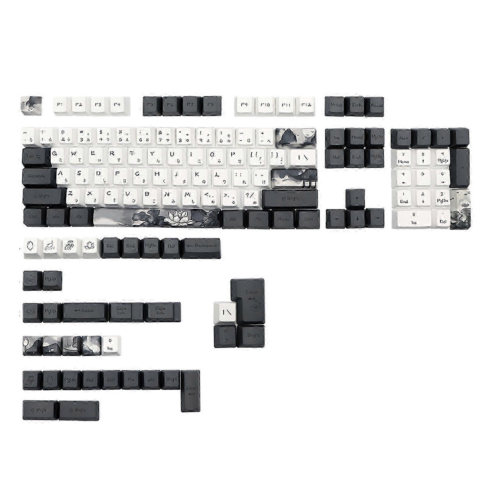140 Keys Ink Lotus for Key Caps Japanese PBT Dye Subbed OEM Profile Keycaps For MX Switches Mechanical Keyboard Keycap S