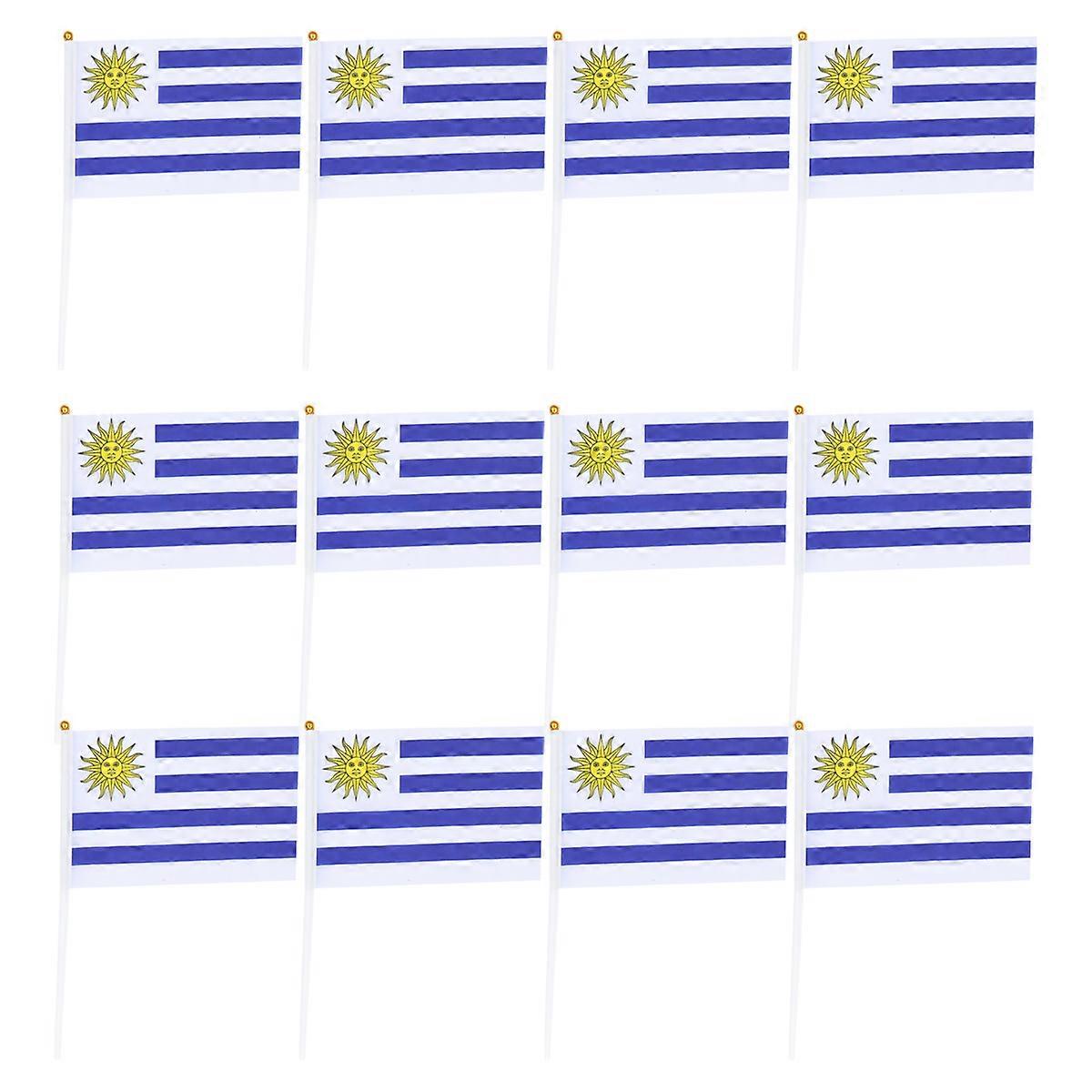 Country Flags on Stick Hand Held Stick Flags for Game 100Pcs Uruguay