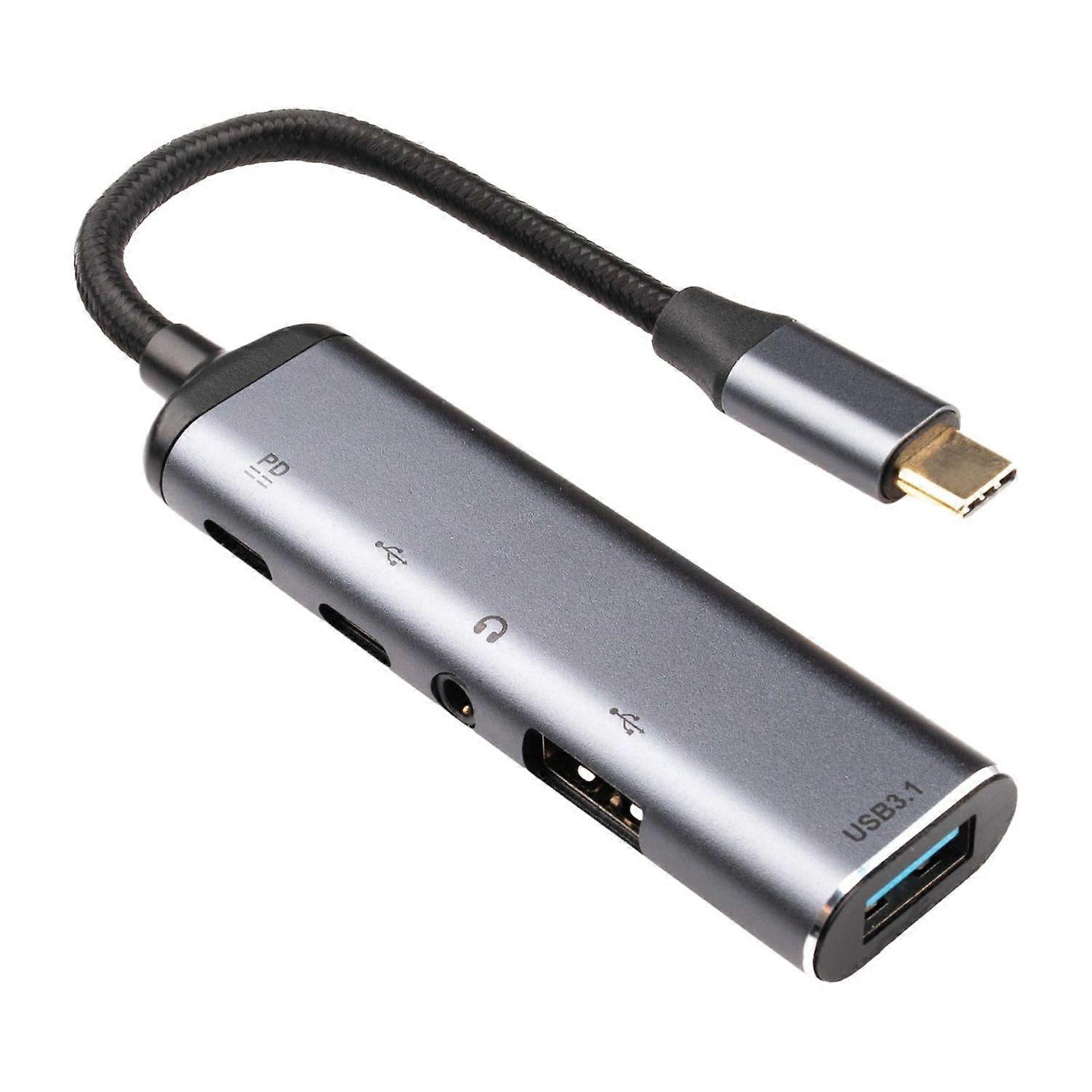 USB C HUB, 5 in 1 Type C Multiple Port Adapter with 3.5mm Audio Output, USB 3.1, USB 2.0,100W PD for MacBook Pro, iMac, iPad Pro, iPhone 15/15 Pro, Ga