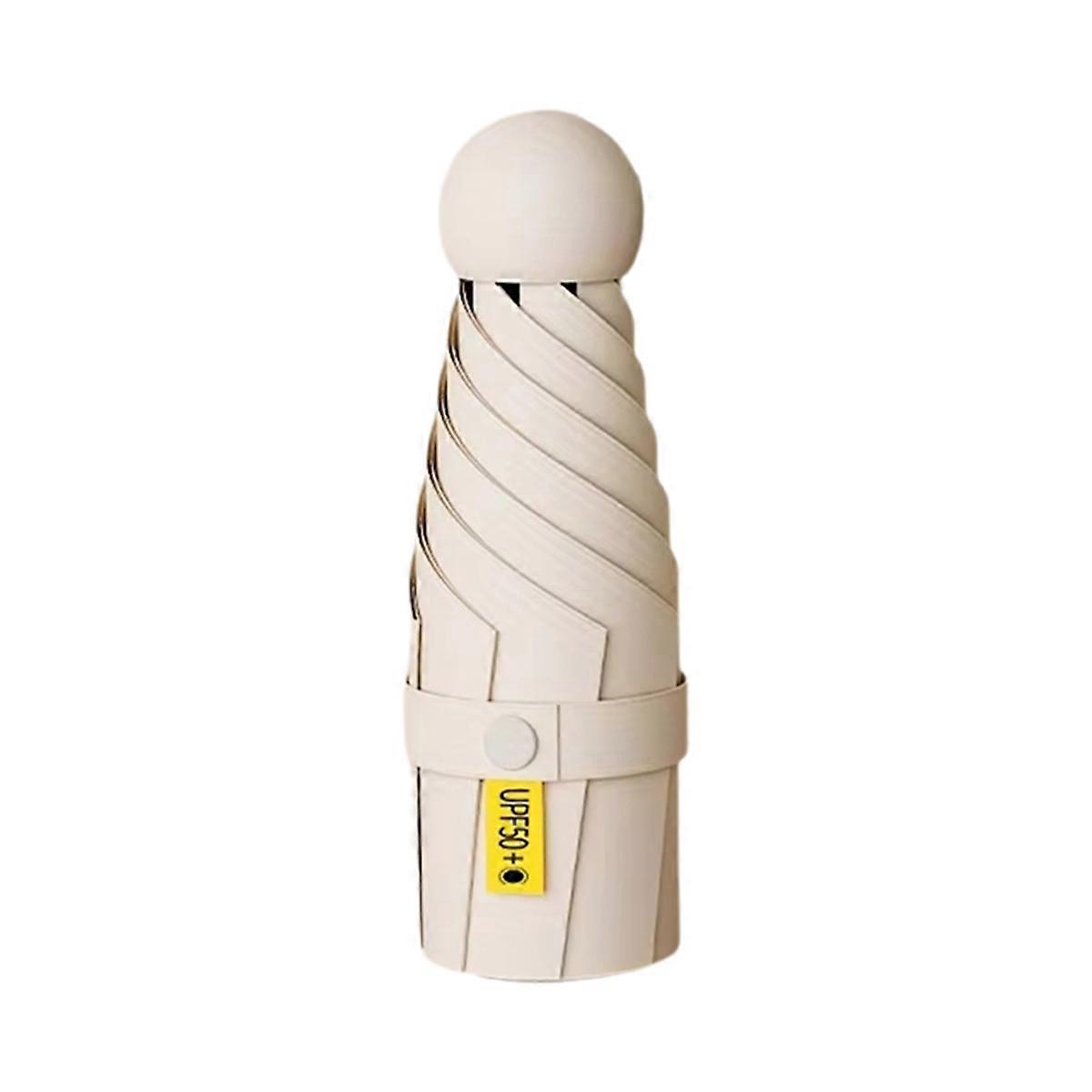 1pcs Anti-Uv Mini Umbrella for Sunny and , Portable with Uv Coating and 6 ReinforcedRibs Cream Whit