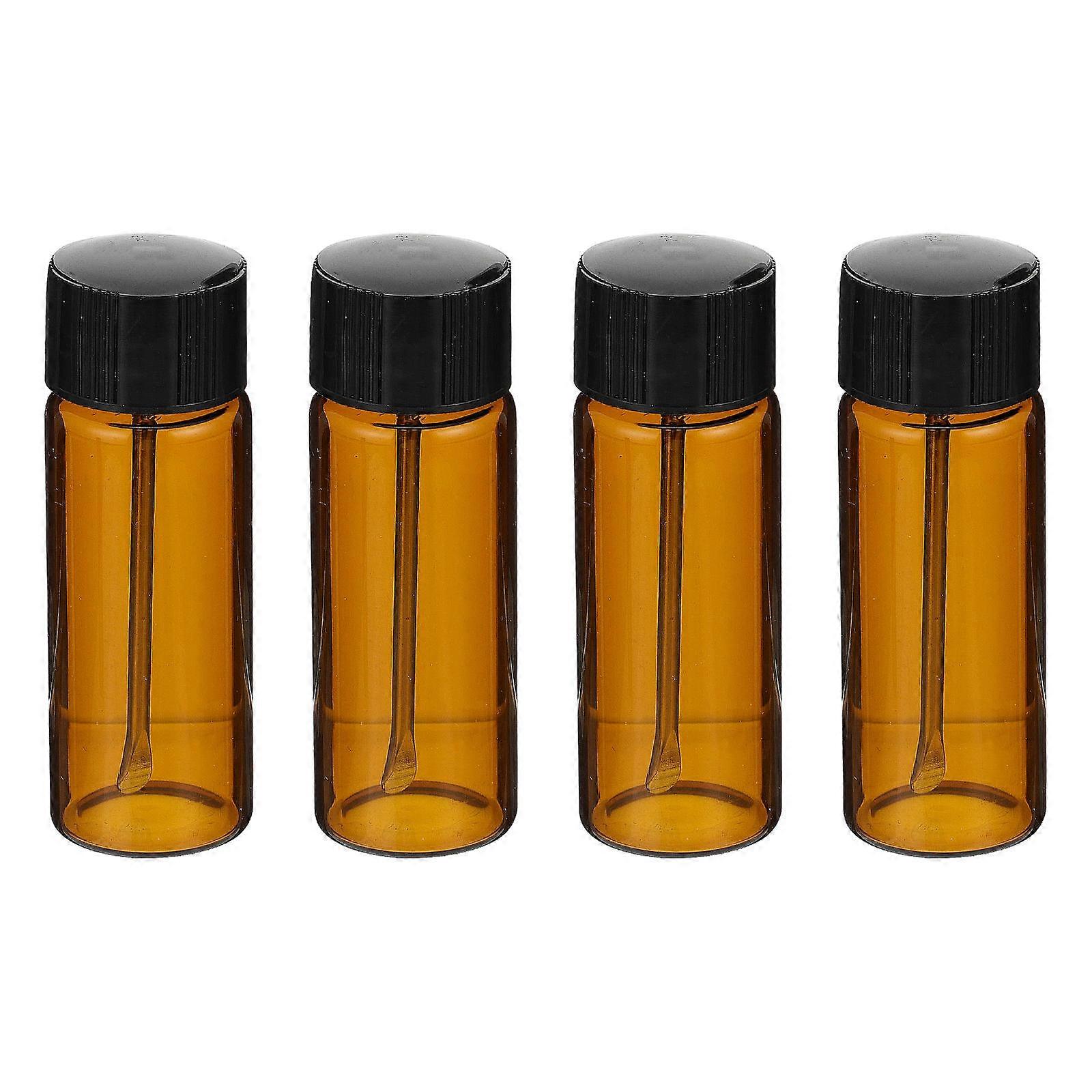 Brown Portable Glass Vials 4Pcs with for Medicine Storage