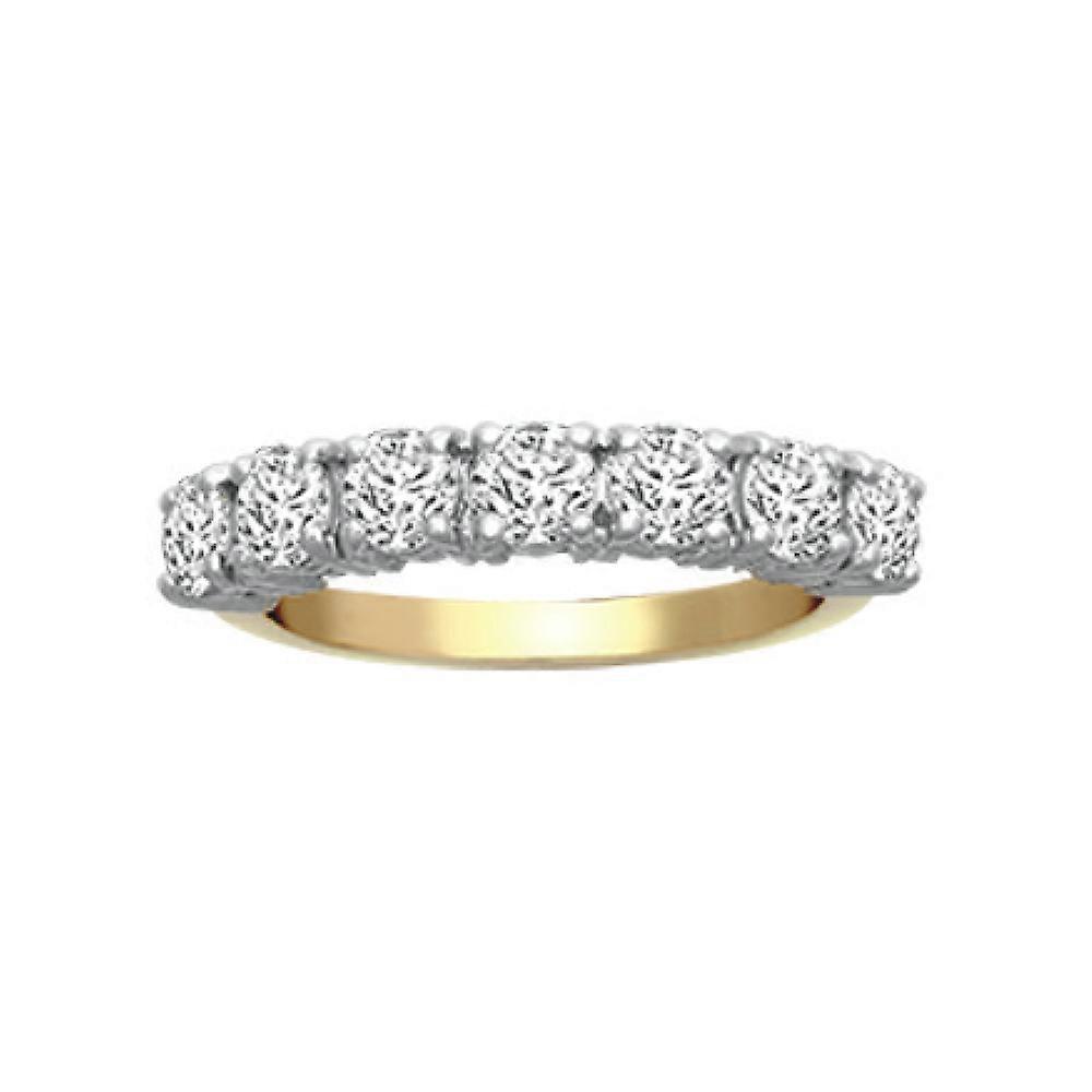 Jewelco London Solid 18ct 2 Colour Gold 4 Claw Round G SI1 2ct Diamond 7 Stone Eternity Ring 4mm
