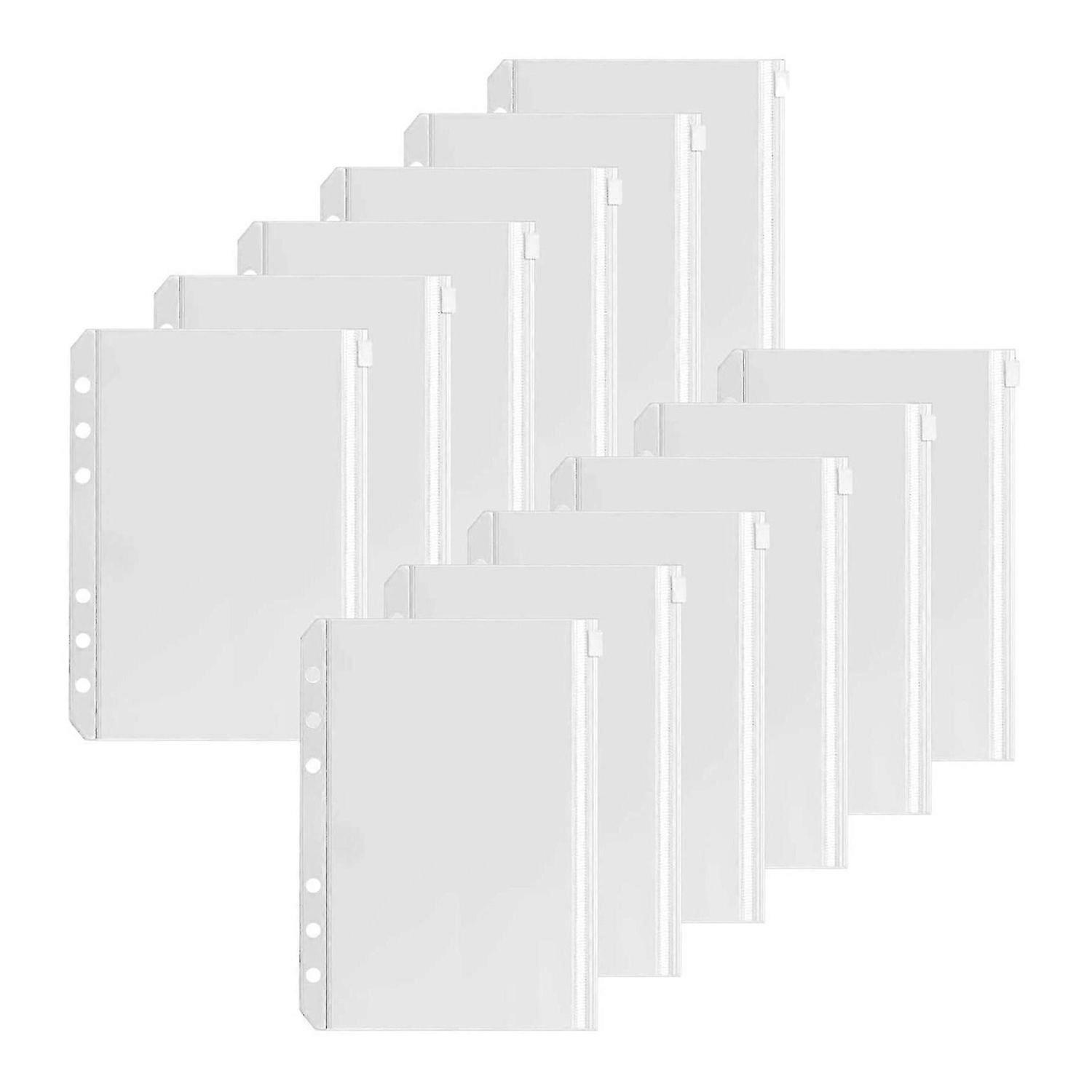 12 Pcs A5 Binder Pockets Binder Zipper Folders for 6-Ring Notebook Binder Loose Leaf Insert Bags Wat