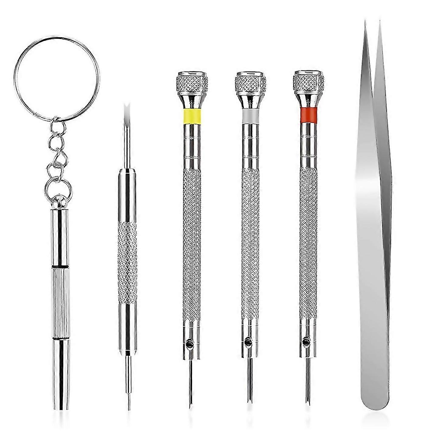 For 6pcs Microtype Watchmaker Screwdriver 0814mm Precision Screwdriver With Tweezer For Eyeglasses