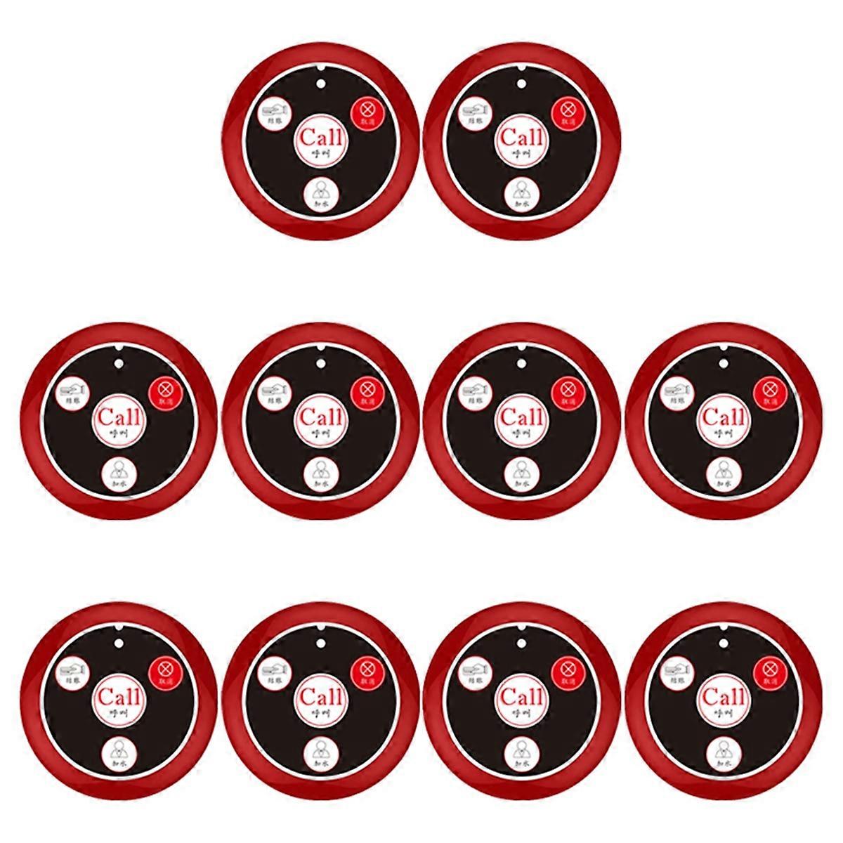 10PCS Call Button Wireless Pager Waiter Calling System Red