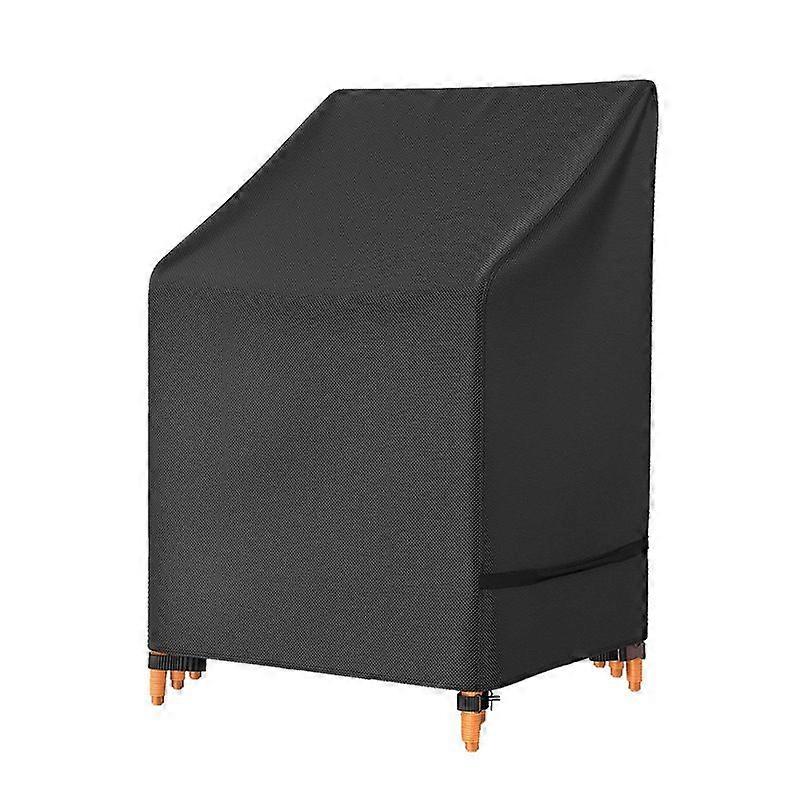 Stackable Garden Chair Covers, 2 Pack, 120756585cm, Waterproof, 210D Oxford Fabric with Drawstring Loop, Windproof, UV Protection, Black