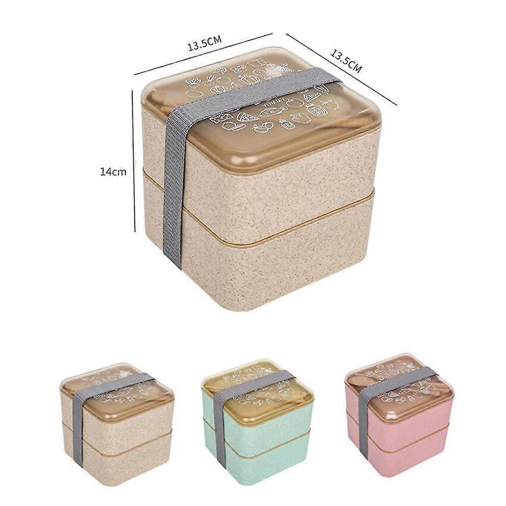 Meal Prep Food Containers Straw Double-layer Lunch Box Office Portion Control Odorless 1Pack