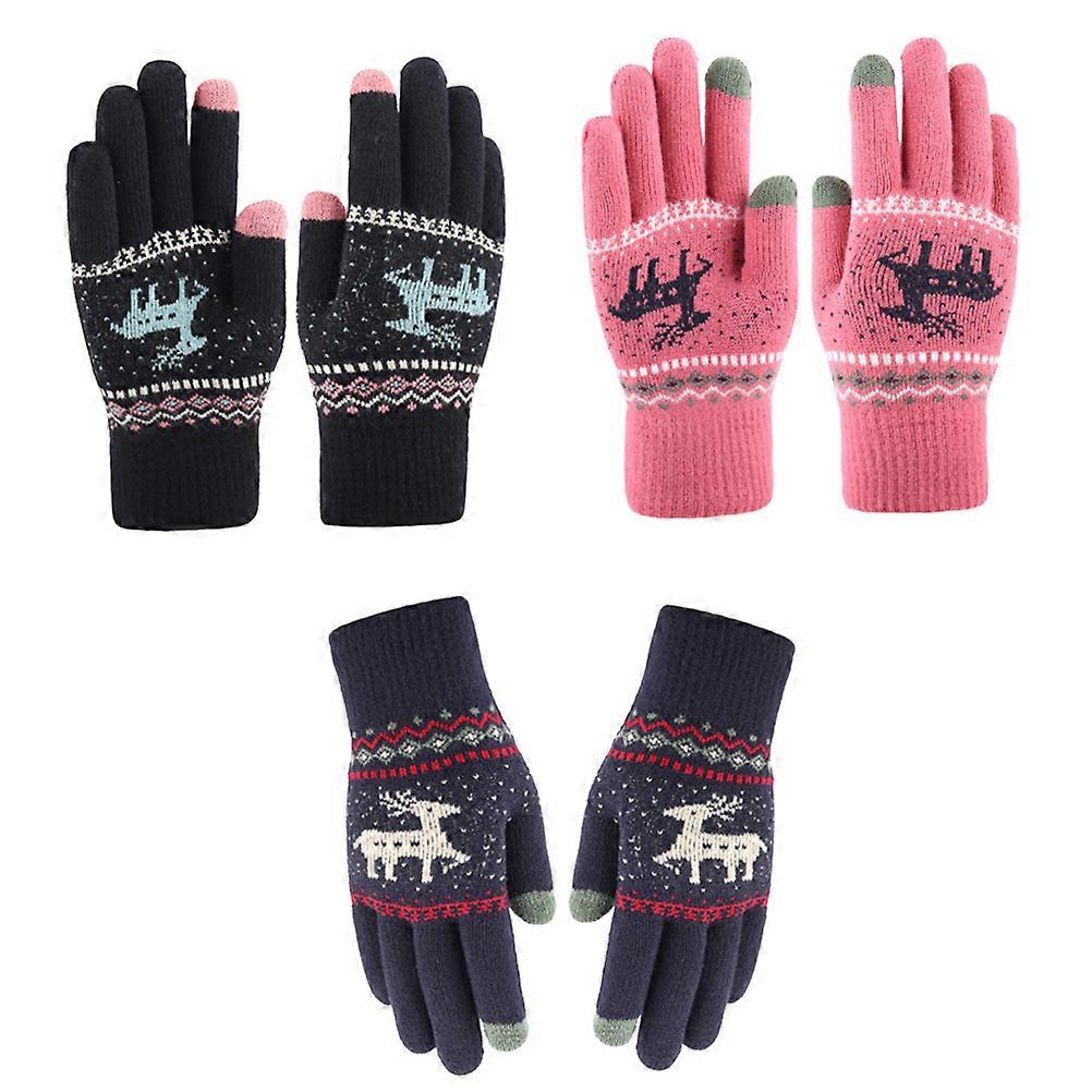 Winter Warm Gloves Knitted Gloves for Hand Warming Use 3Pairs