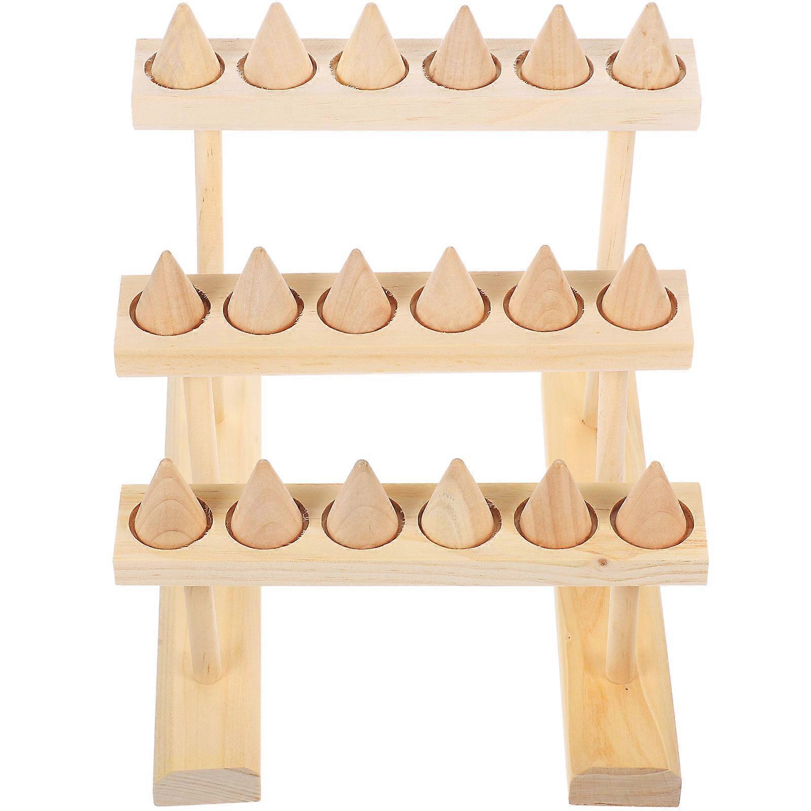 Wooden Ring Holder for Storage 2Pcs Cone Shaped Ring Organizer