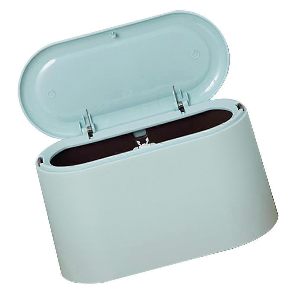Tabletop Trash Can Desktop Mini Garbage Can Blue Rectangular Waste Storage Opening 1Set