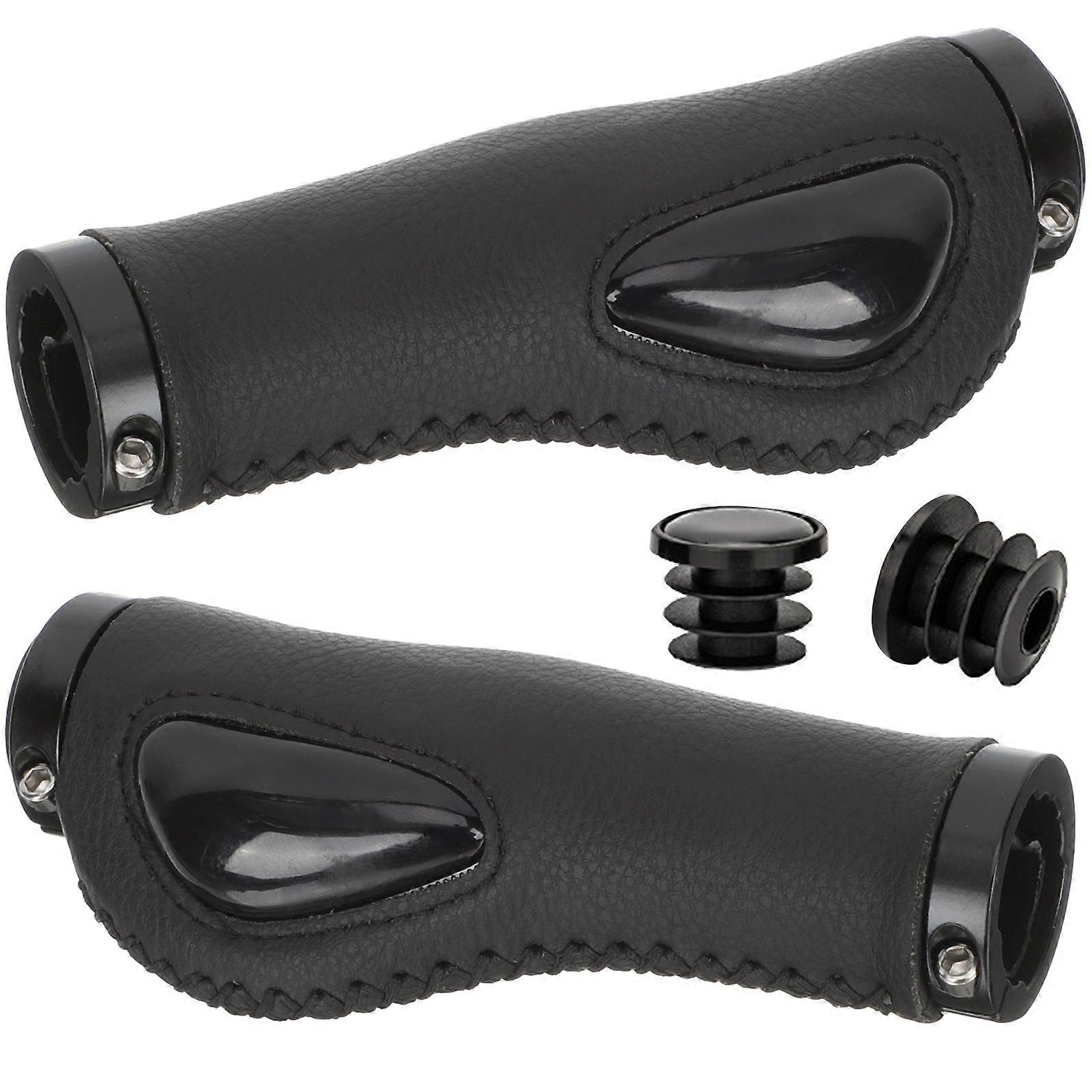 Bicycle Handle Bar Grips Ergonomic Wrist Support Black Silicone Rain Protection 1 Set