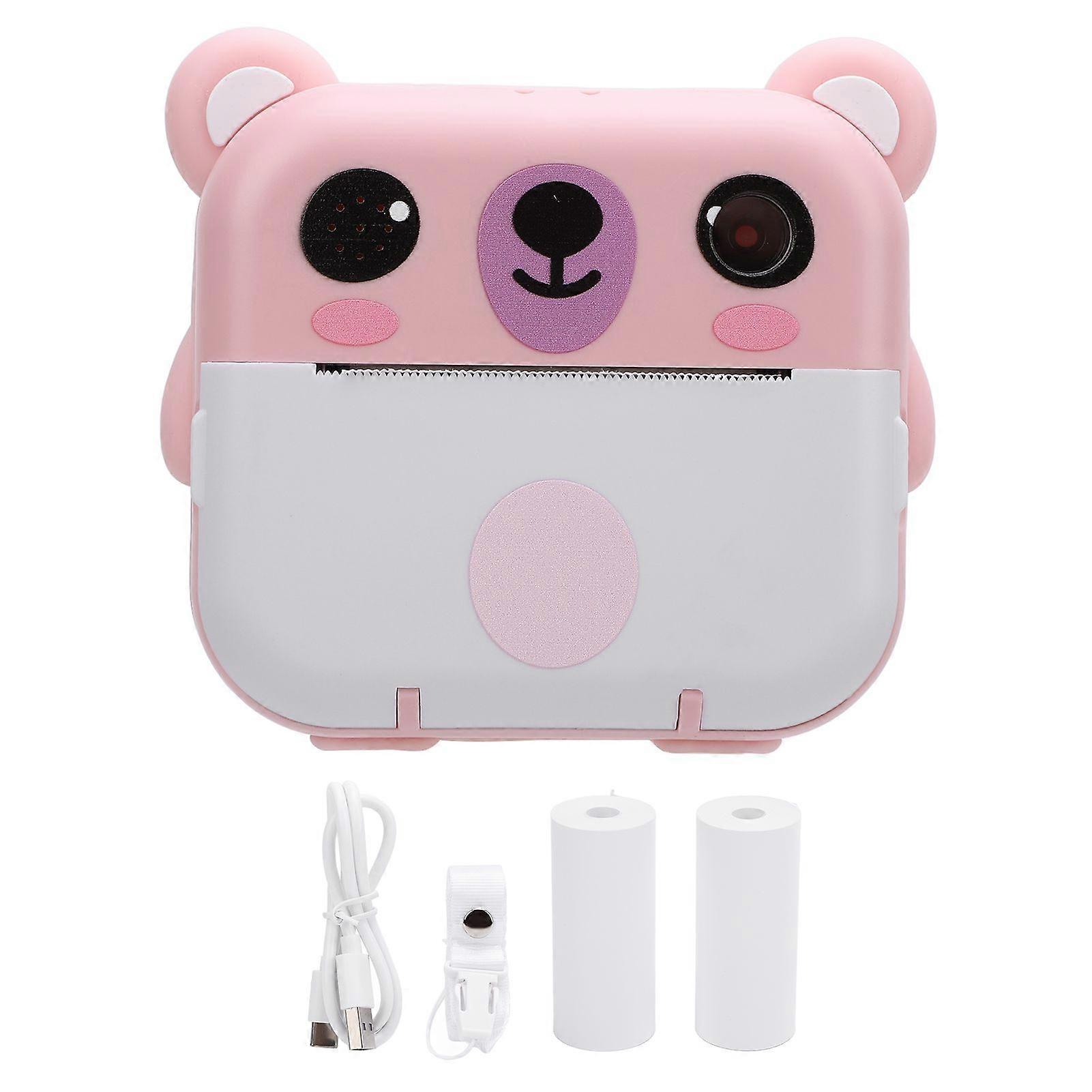 Instant Print Camera with Print Paper 2 Inch 320x240 TFT Screen 1080P Music Games 1000mAh Instant Print Digital Camera for Kids Present Roseate