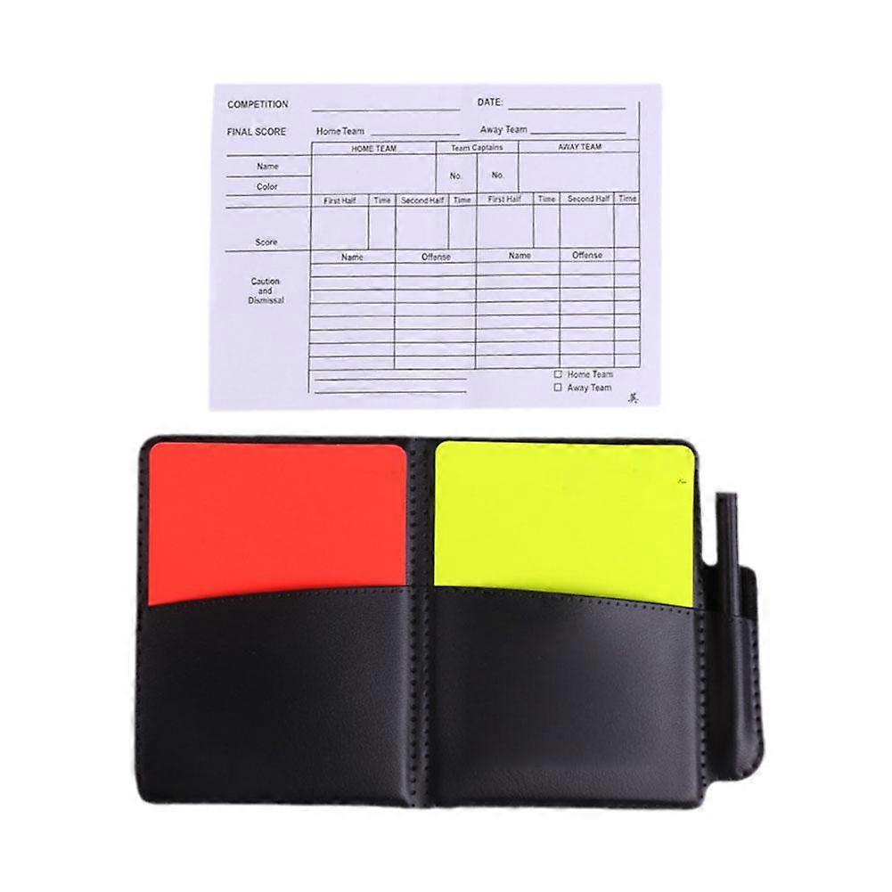Soccer Referee Wallet Notebook with Red Yellow Cards and Pen Durable ABS Leather Match Essentials